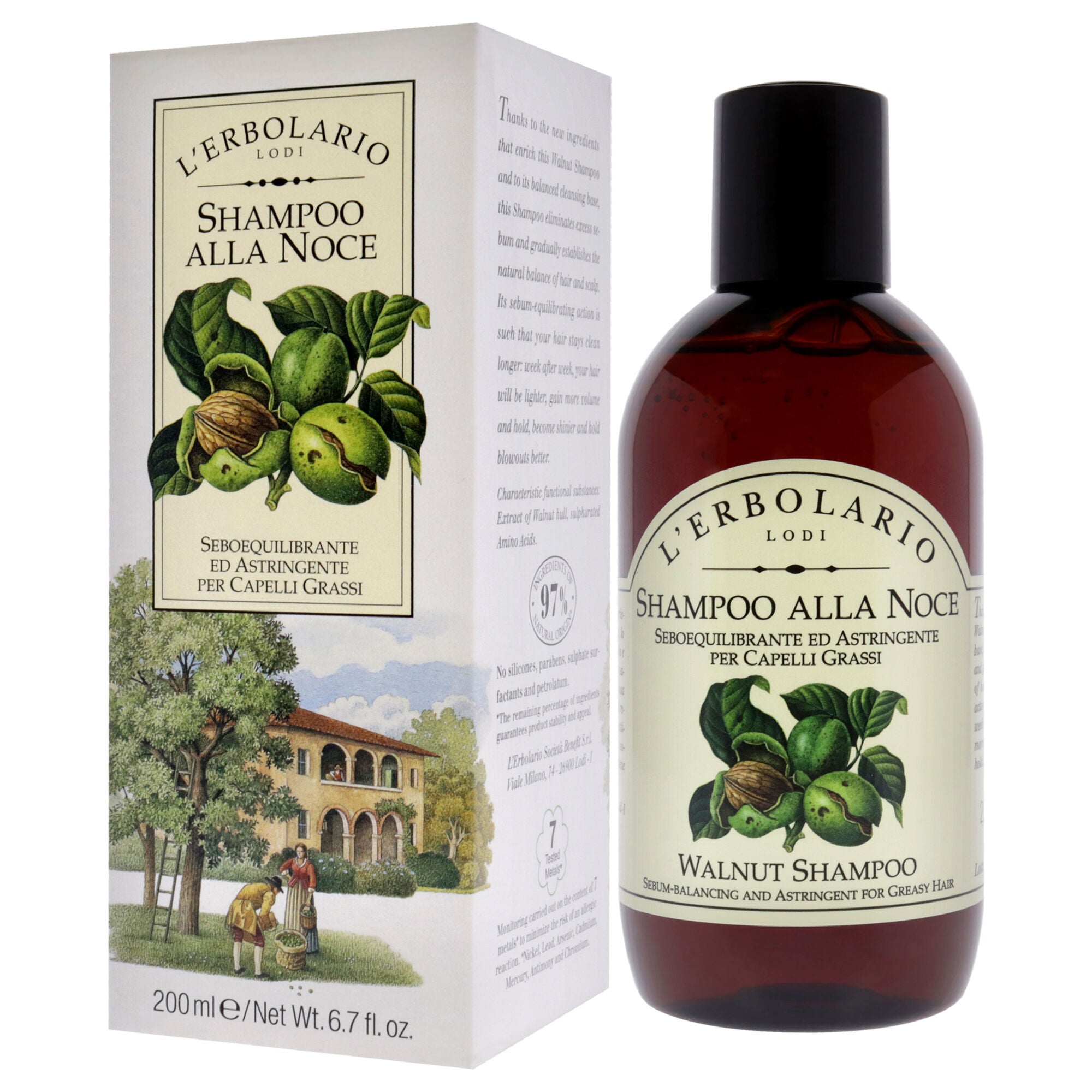 Shampoo - Walnut by LErbolario for Unisex - 6.7 oz Shampoo, See Description, alternate image number 3