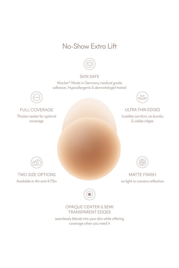 No-Show Extra Lift Adhesive & Reusable Nipple Covers, No 5 Soft Tan / Tan, alternate image number 3