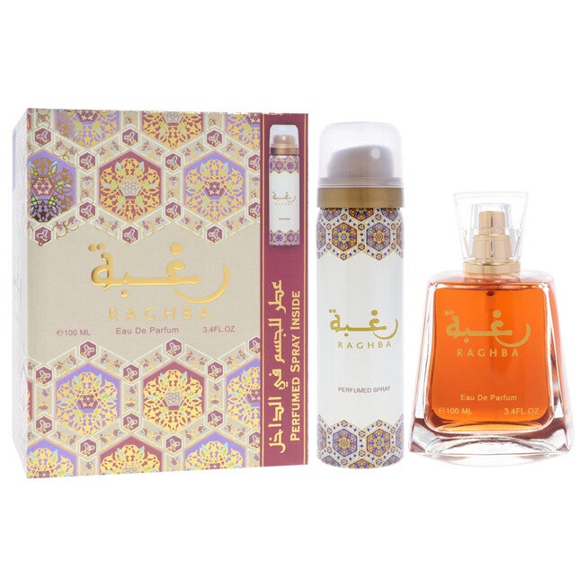 Raghba by Lattafa for Unisex - 2 Pc Gift Set 3.4oz EDP Spray, 1.7oz Perfumed Spray, See Description, alternate image number 1