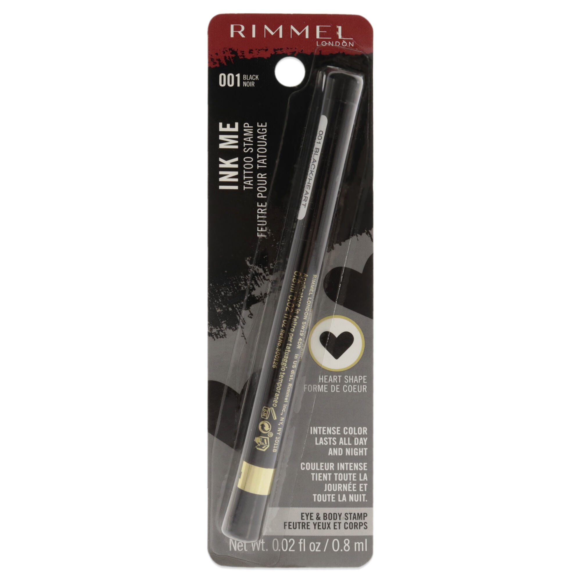 Ink Me Tatto Stamp Eyes and Body - 001 Black Heart Shape by Rimmel London for Women - 0.02 oz Eyeliner, See Description, hi-res image number 0