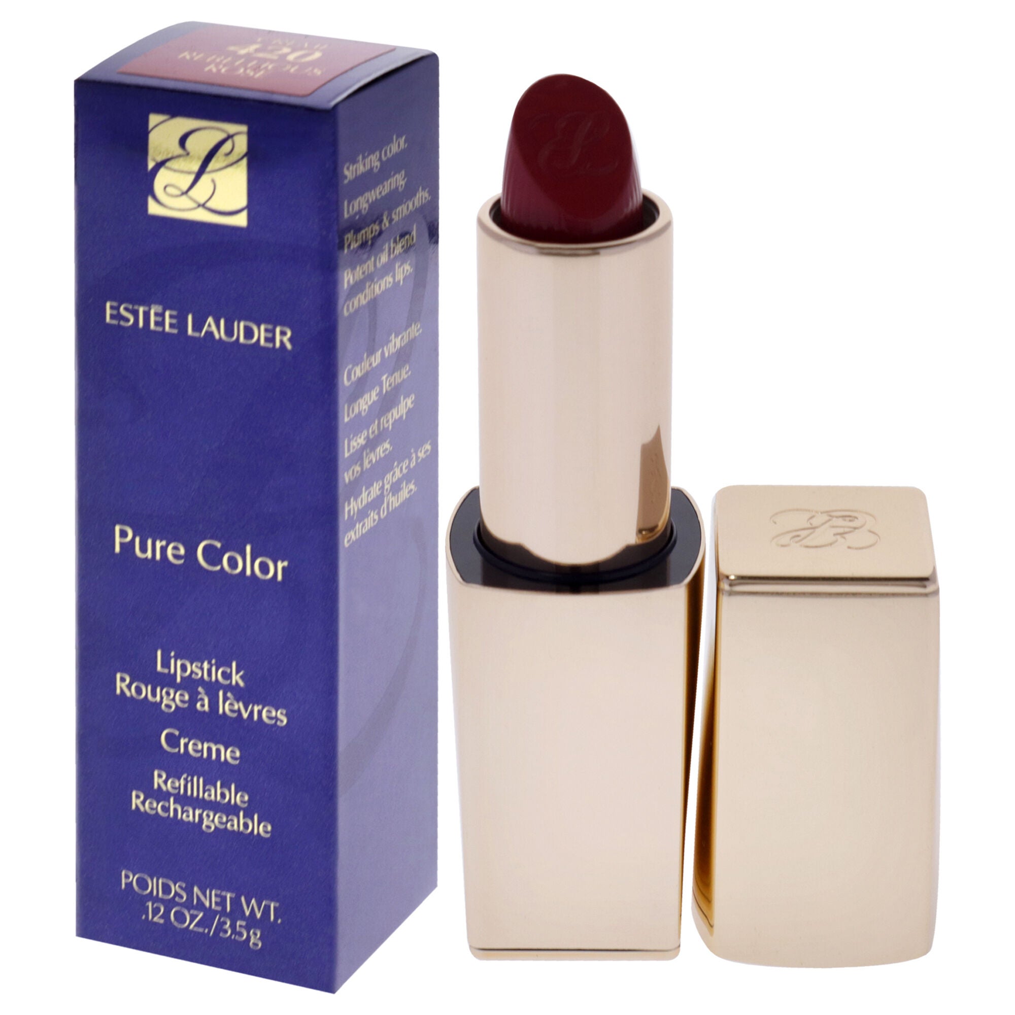 Pure Color Creme Lipstick - 420 Rebellious Rose by Estee Lauder for Women - 0.12 oz Lipstick (Refillable), , alternate image number 7