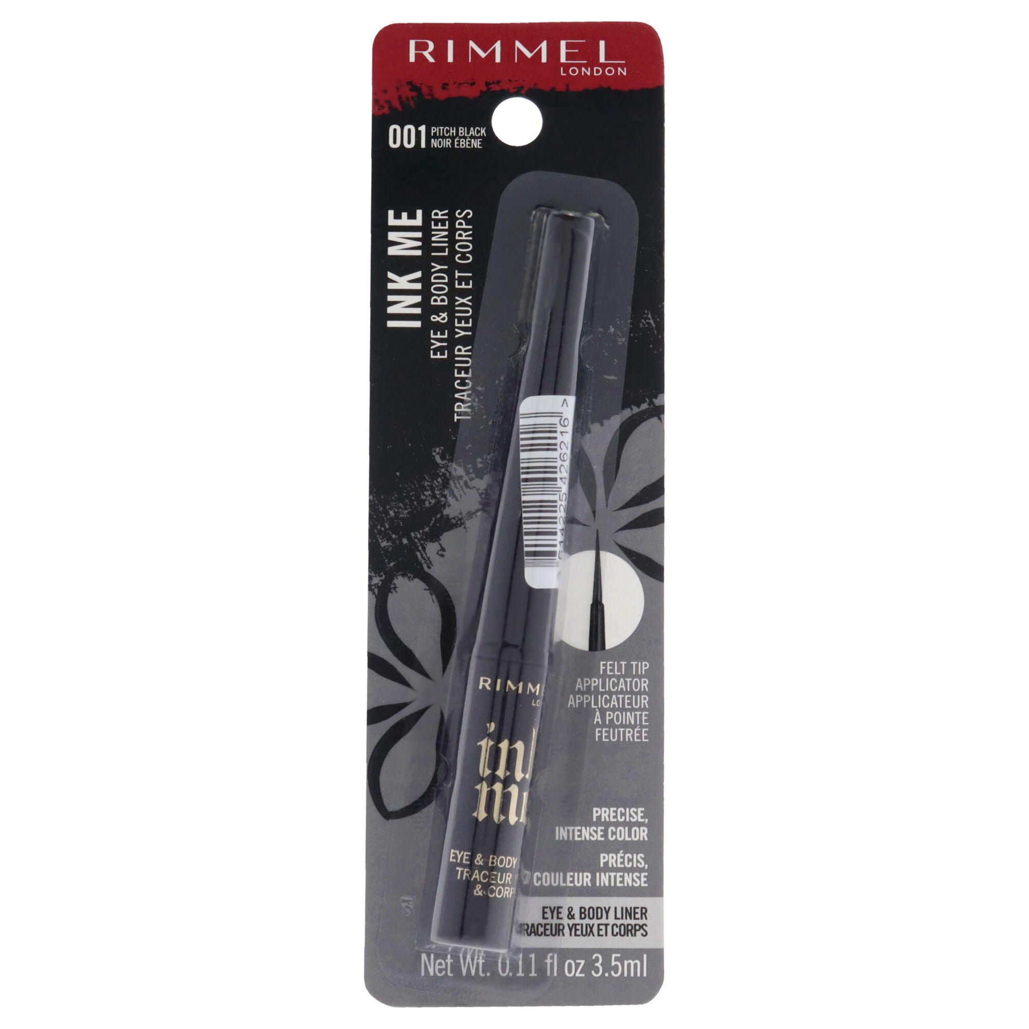 Ink Me Eyes and Body - 001 Pitch Black by Rimmel London for Women - 0.11 oz Eyeliner, See Description, hi-res image number 0