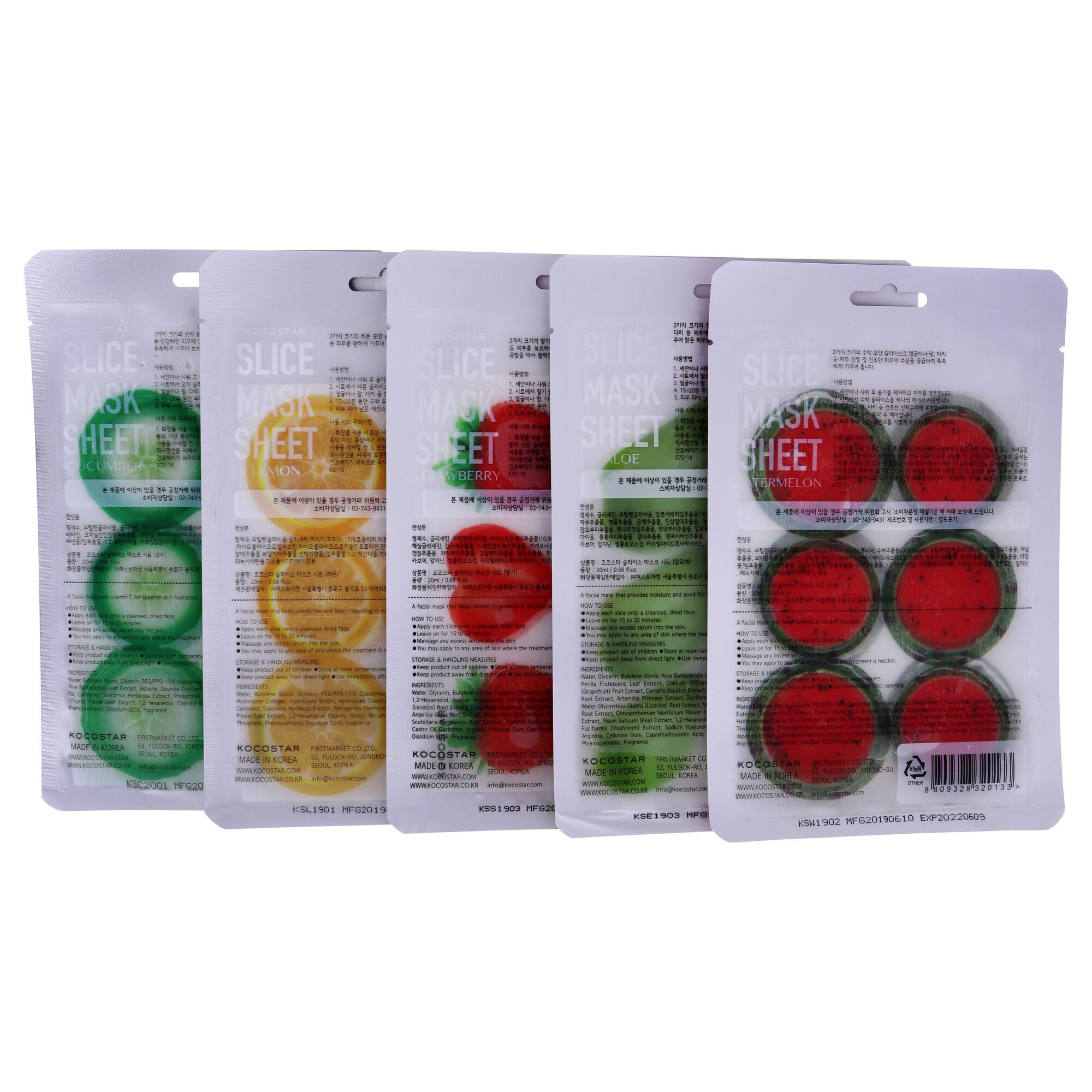 Slice Sheet Mask Bestseller Kit by Kocostar for Unisex - 5 Count Mask, See Description, alternate image number 1