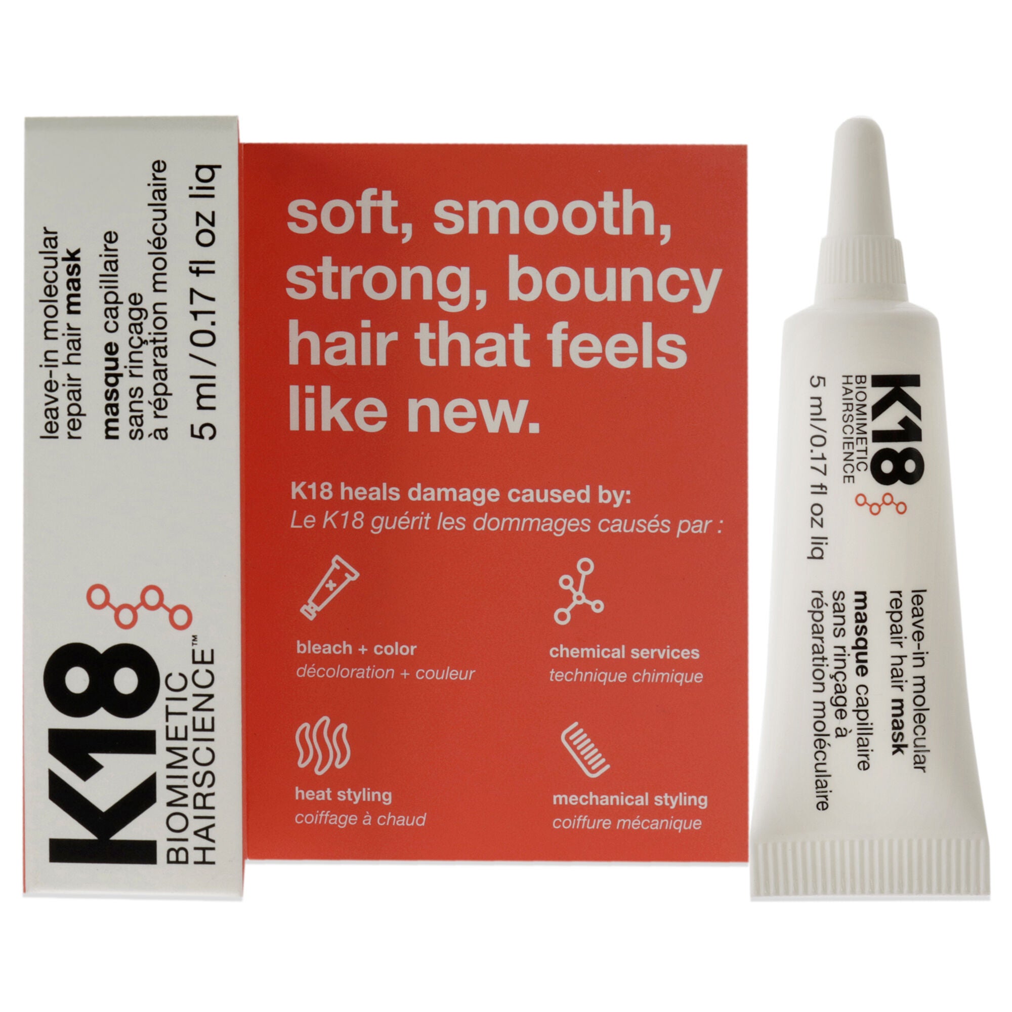 Leave-In Molecular Repair Hair Mask by K18 Hair for Unisex - 0.17 oz Masque, See Description, hi-res image number 0