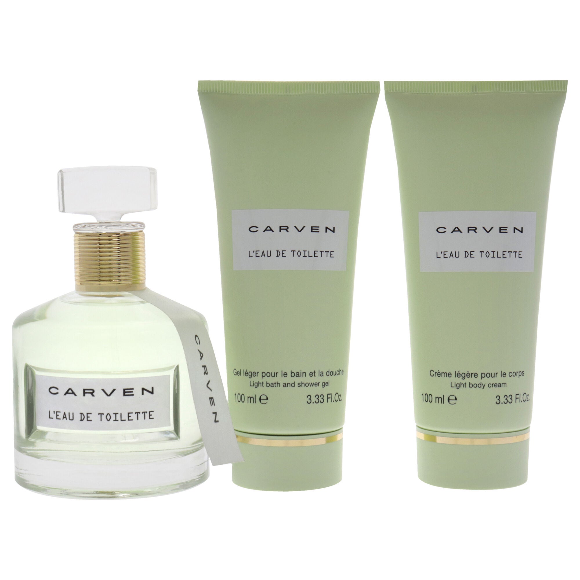 LEau De Toilette by Carven for Women - 3 Pc Gift Set 3.33oz EDT Spray, 3.33oz Light Body Cream, 3.33oz Ligth Bath and Shower Gel, See Description, alternate image number 1