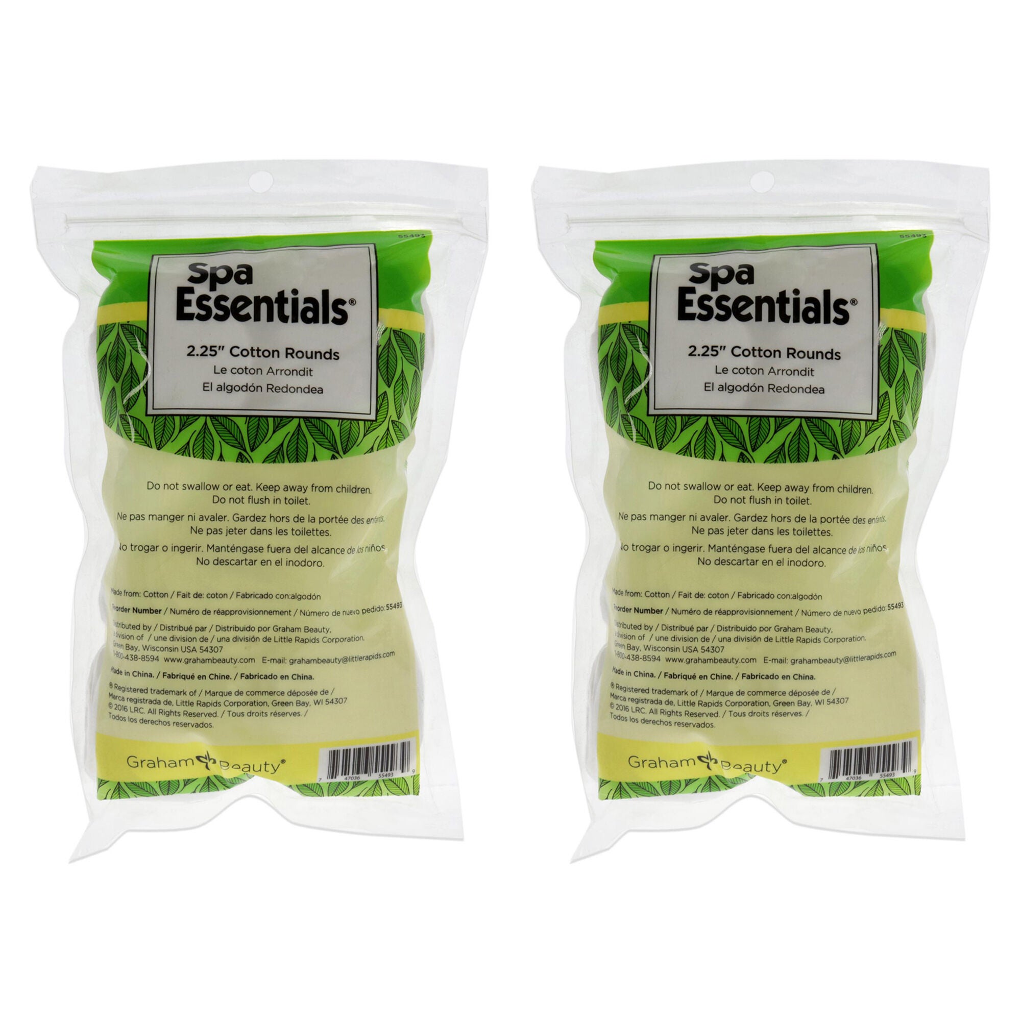 Cotton Rounds - 2.25 by Spa Essentials for Women - 80 Count Cotton Pads - Pack of 2, White, alternate image number 1