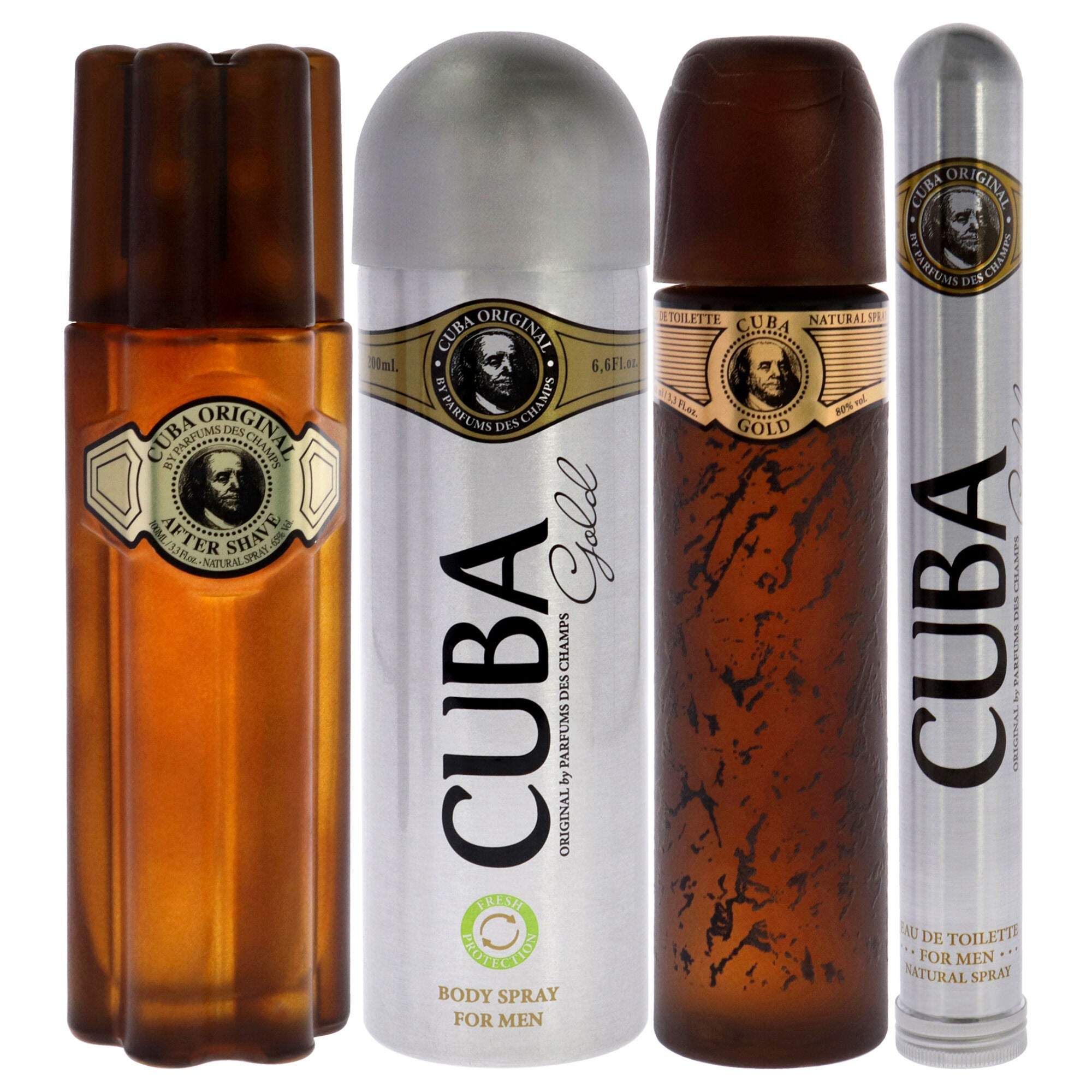 Cuba Gold by Cuba for Men - 4 Pc Gift Set 3.3oz EDT Spray, 1.17oz EDT Spray, 6.6oz Deodorant Spray, 3.3oz After Shave, Buckett, , alternate image number 3