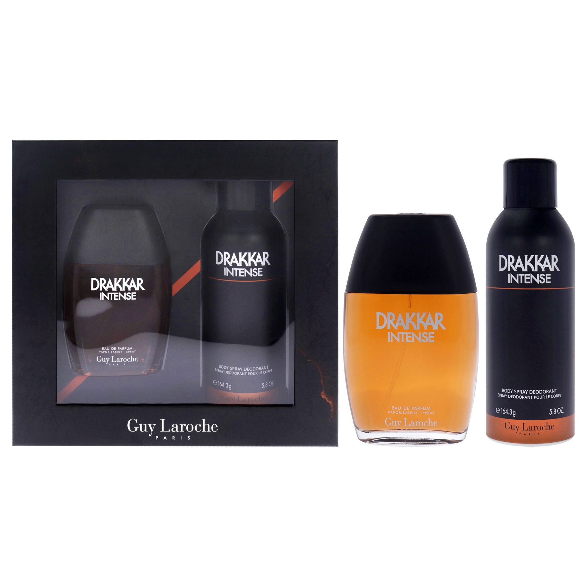 Drakkar Intense by Guy Laroche for Men - 2 Pc Gift Set 3.4oz EDP Spray, 6.7oz Body Spray Deodorant, Clear, hi-res image number 0