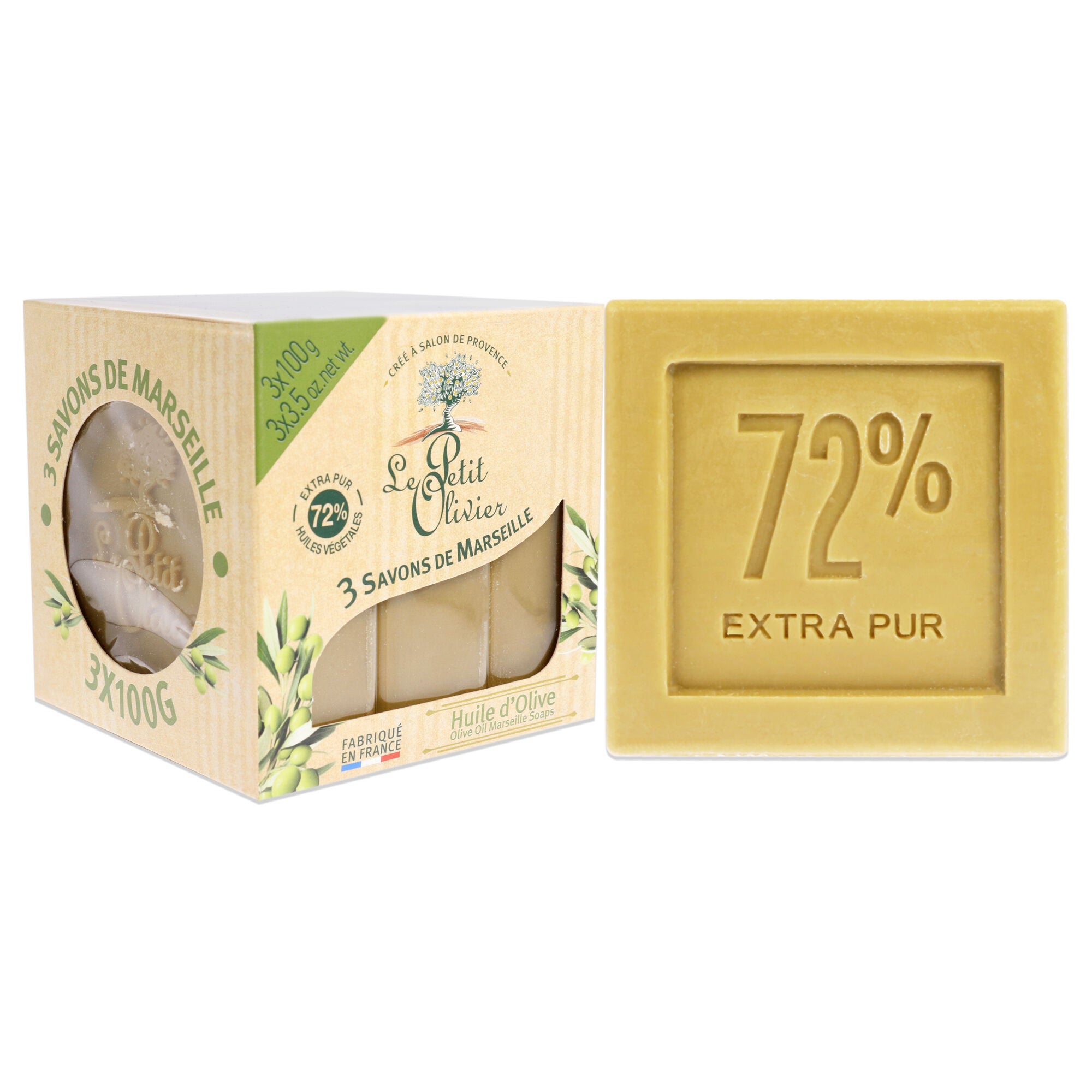 Olive oil Marseille Soaps by Le Petit Olivier for Unisex - 3 x 3.5 oz Soap, , alternate image number 6