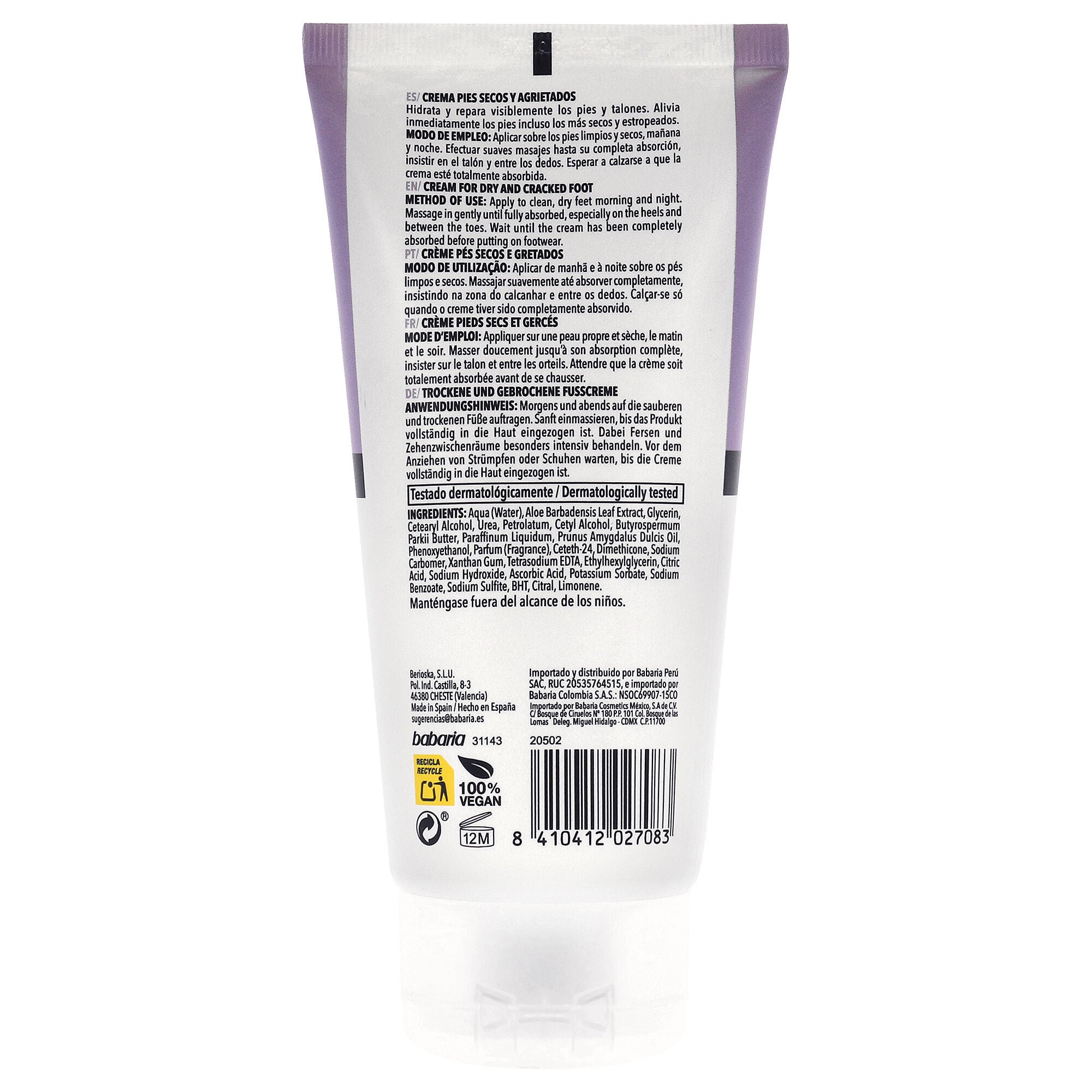 Dry Feet Cream by Babaria for Unisex - 5.1 oz Cream, See Description, alternate image number 2