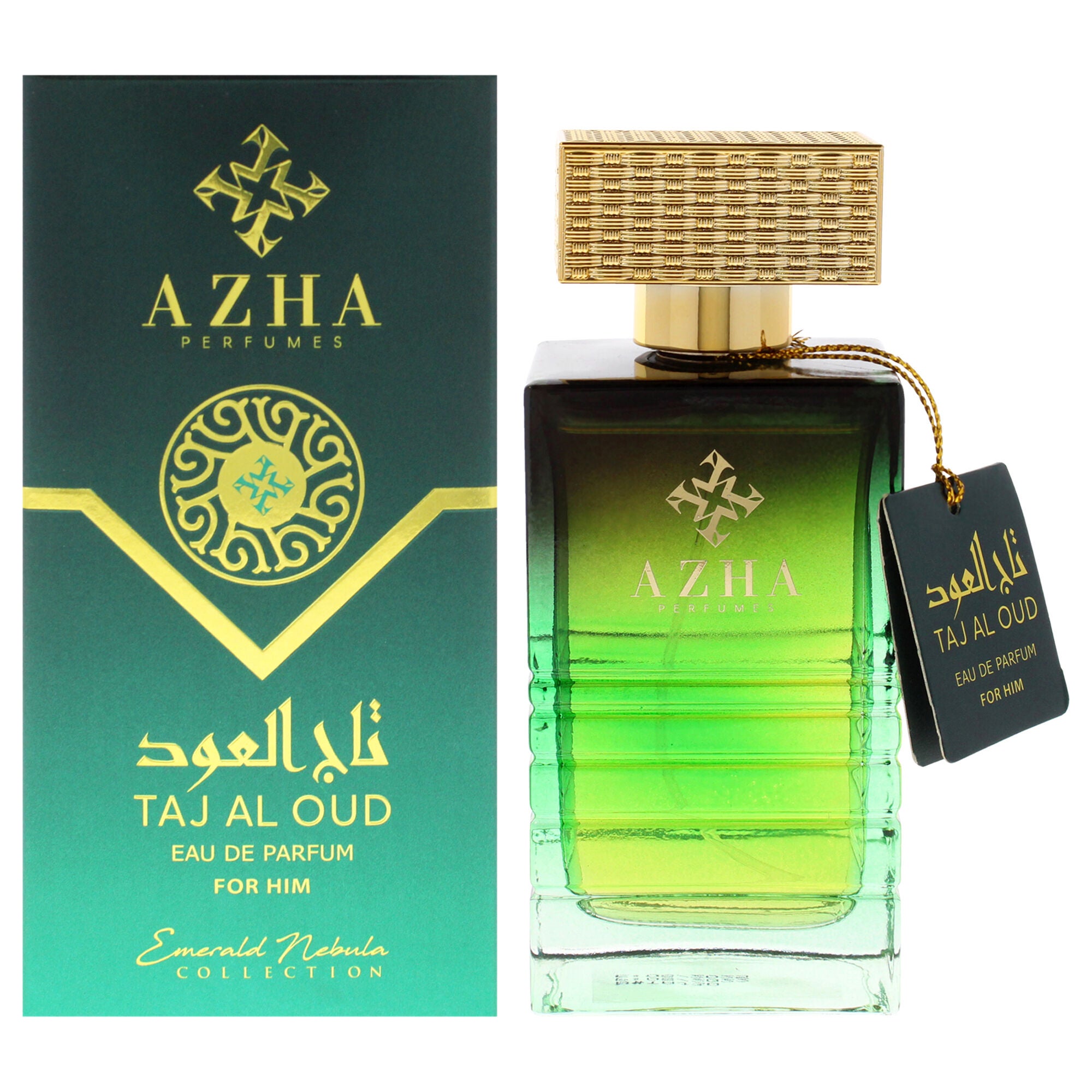 Emerald Nebula Collection - Taj Al Oud by Azha for Men - 3.3 oz EDP Spray, Clear, hi-res image number 0