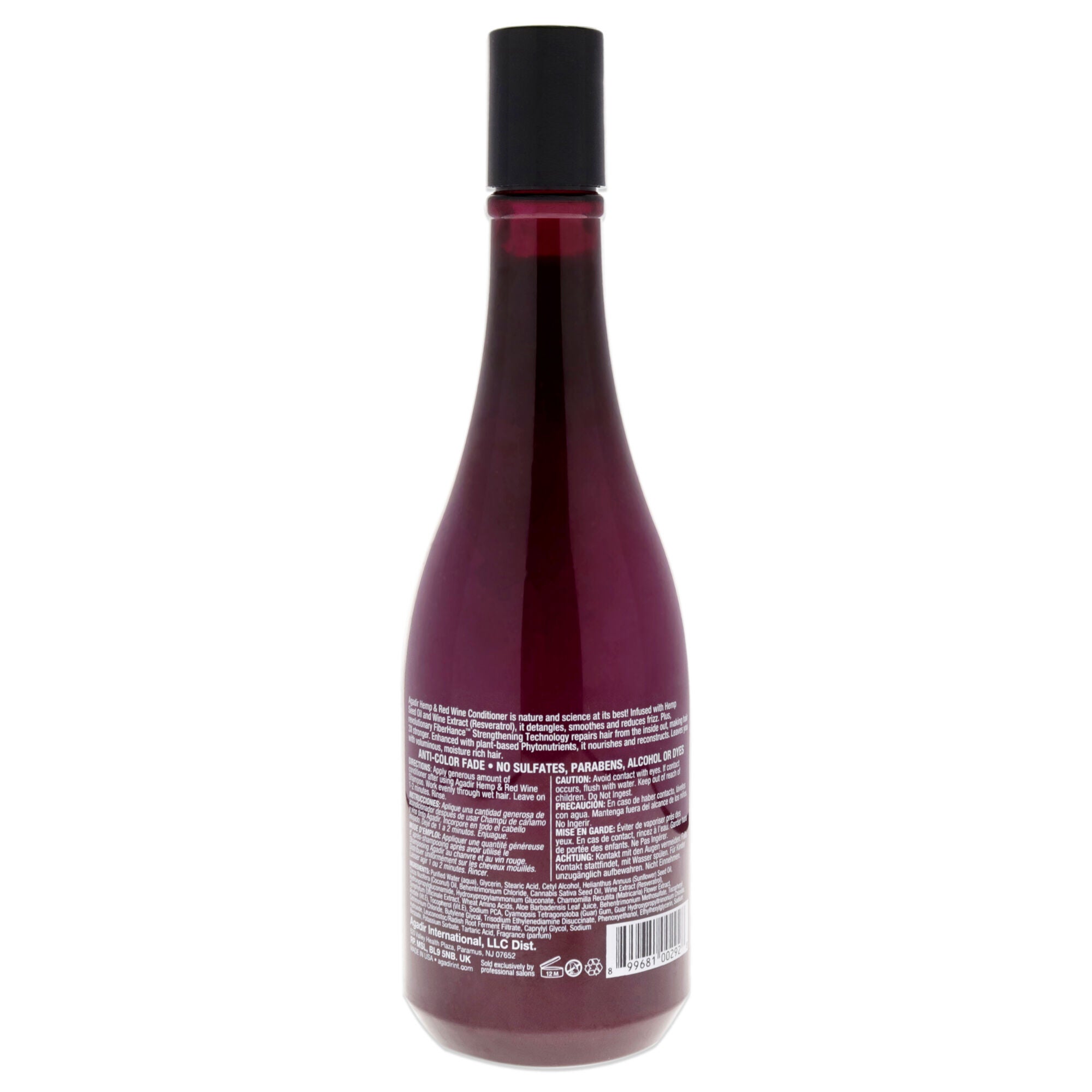 Hemp and Red Wine Moisturizing Conditioner by Agadir for Unisex - 14.5 oz Conditioner, See Description, alternate image number 2
