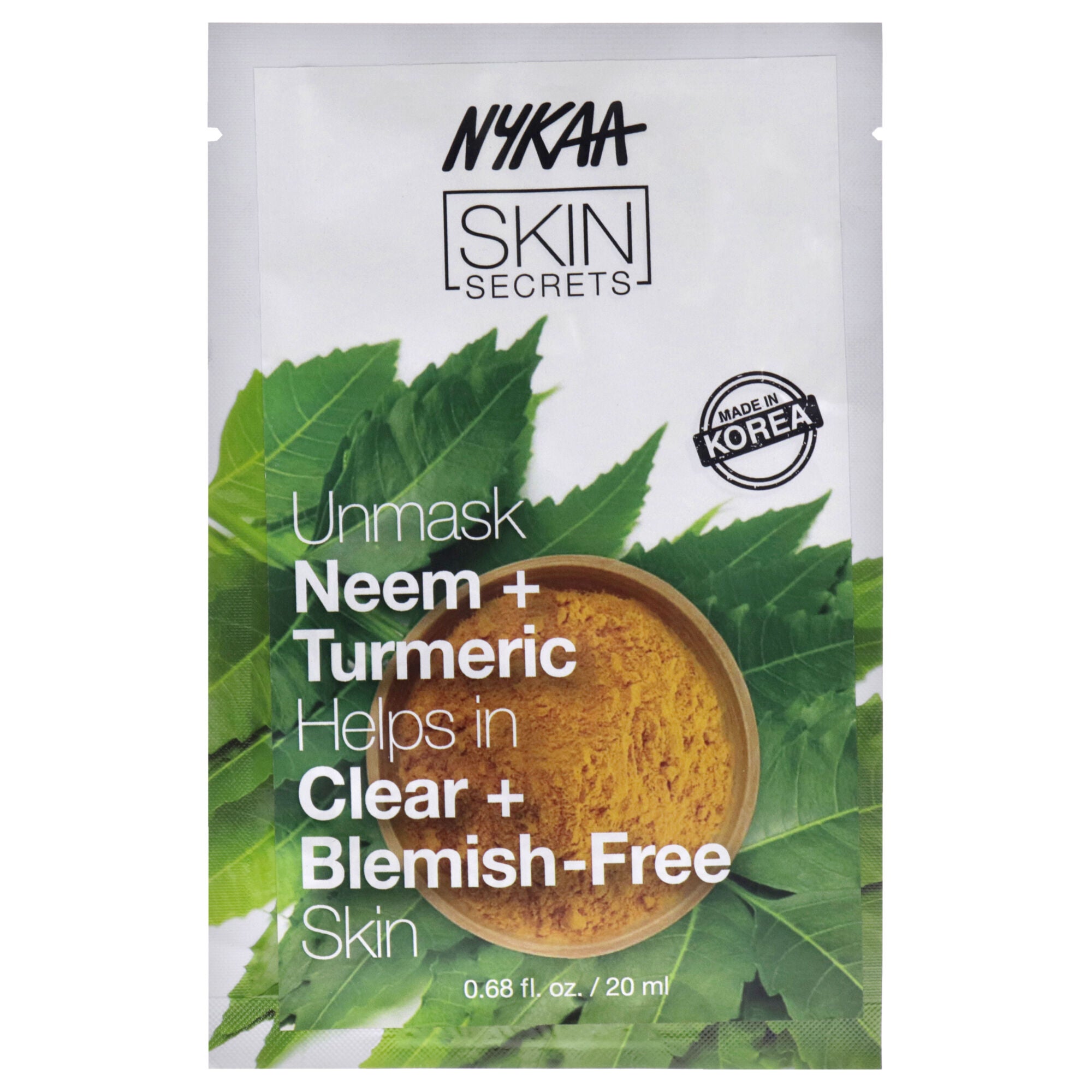 Skin Secrets Sheet Mask - Neem and Turmeric by Nykaa Naturals for Women - 1 Pc Mask, See Description, hi-res image number 0