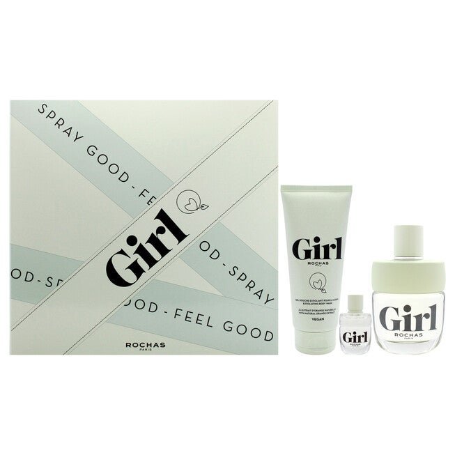 Rochas Girl by Rochas for Women - 3 Pc Gift Set 3.3oz EDT Spray, 3.3oz Body Wash, 0.15oz EDT Spray, Clear, hi-res image number 0