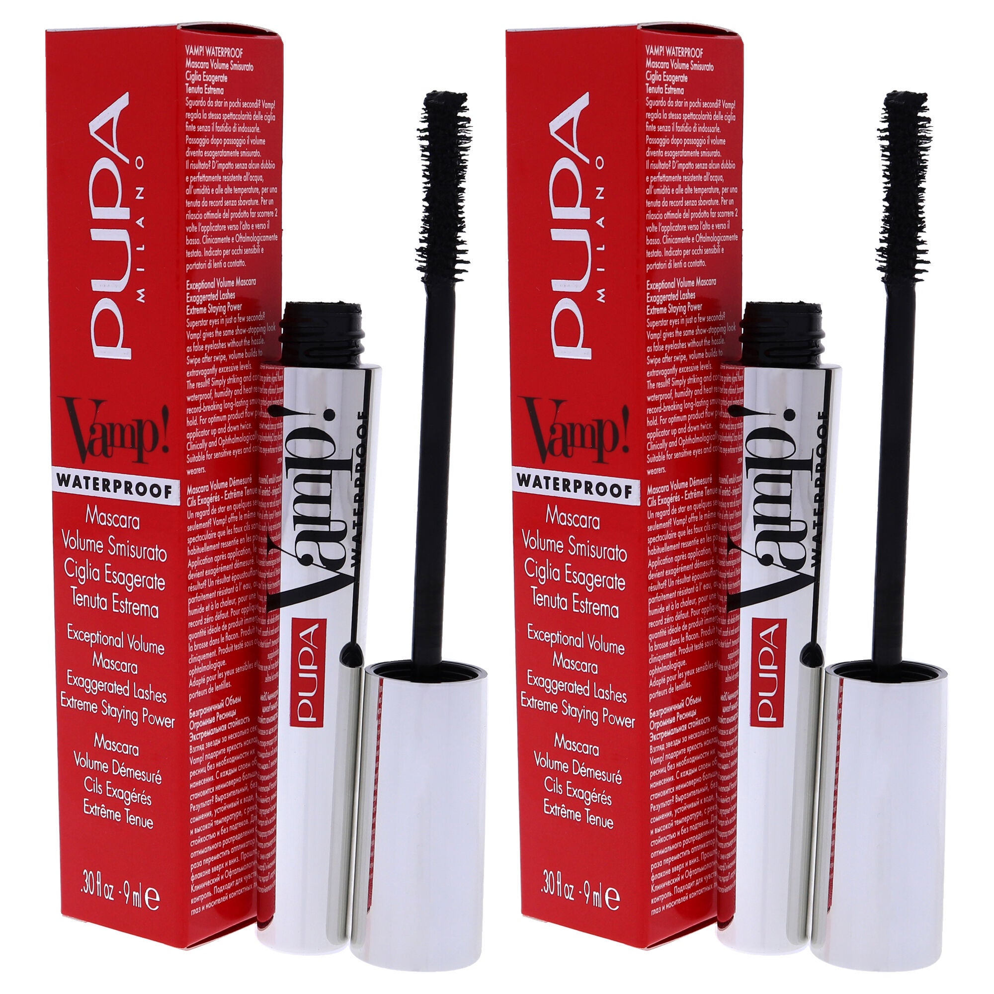 Vamp! Waterproof Mascara - 001 Extra Black by Pupa Milano for Women - 0.30 oz Mascara - Pack of 2, , alternate image number 7