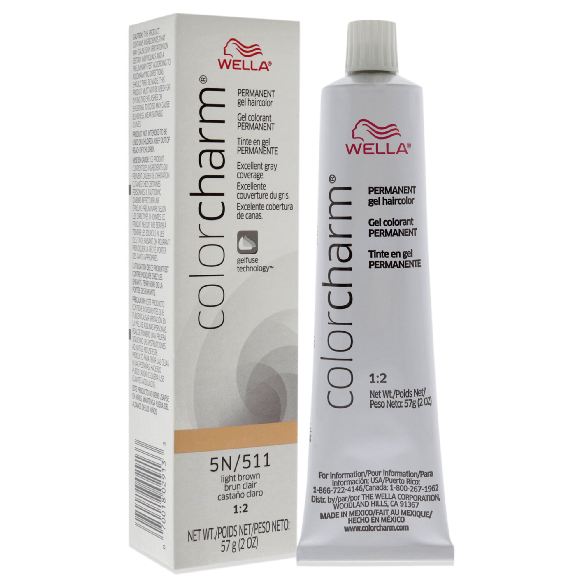 Color Charm Permanent Creme Gel Hair Color - 511 5N Light Brown by Wella for Unisex - 2 oz Hair Color, See Description, alternate image number 2