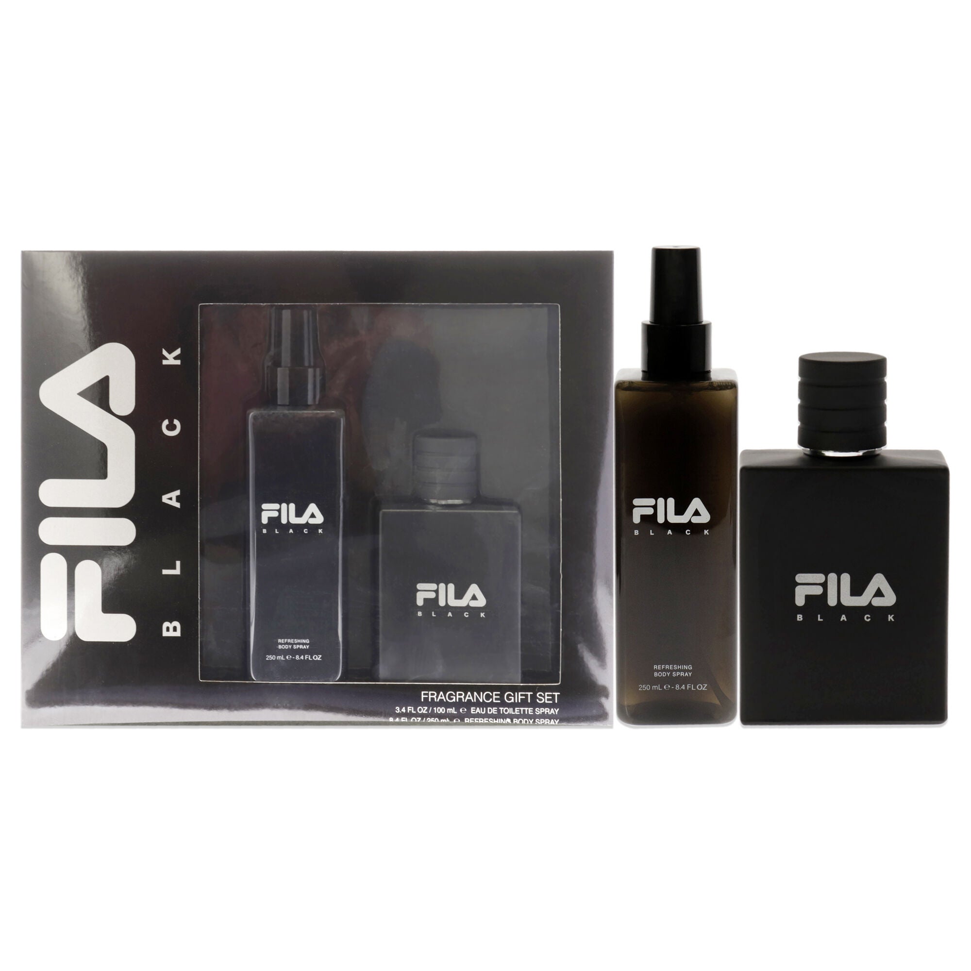 Fila Black by Fila for Men - 2 Pc Gift Set 3.4oz EDT Spray, 8.4oz Body Spray, See Description, hi-res image number 0