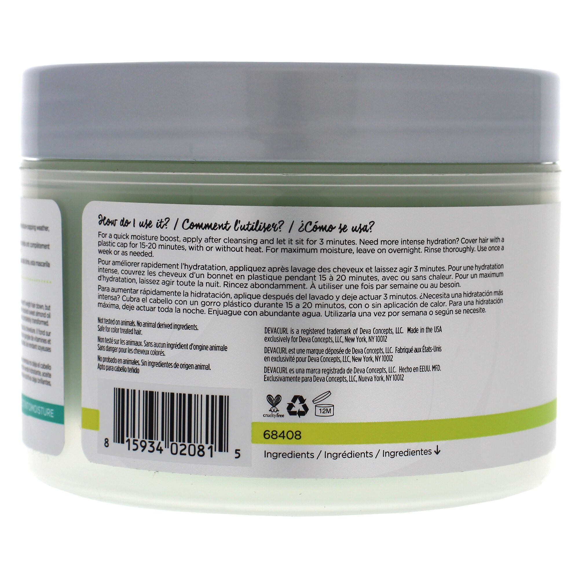 Melt Into Moisture Matcha Butter Conditioning Mask by DevaCurl for Unisex - 8 oz Masque, See Description, alternate image number 3