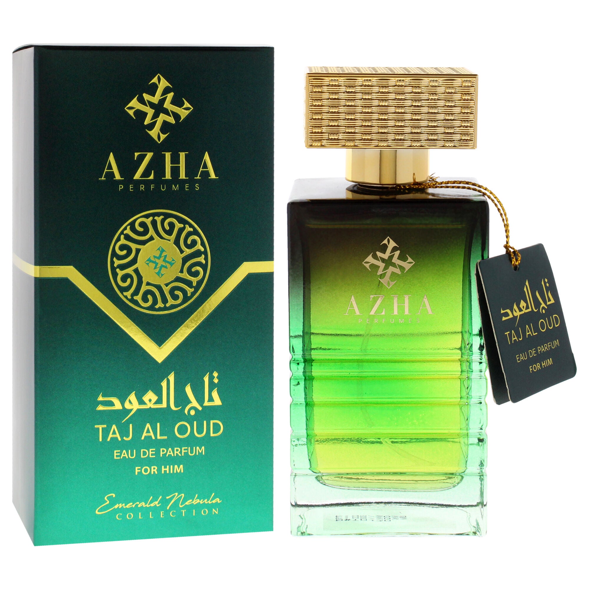 Emerald Nebula Collection - Taj Al Oud by Azha for Men - 3.3 oz EDP Spray, Clear, alternate image number 2
