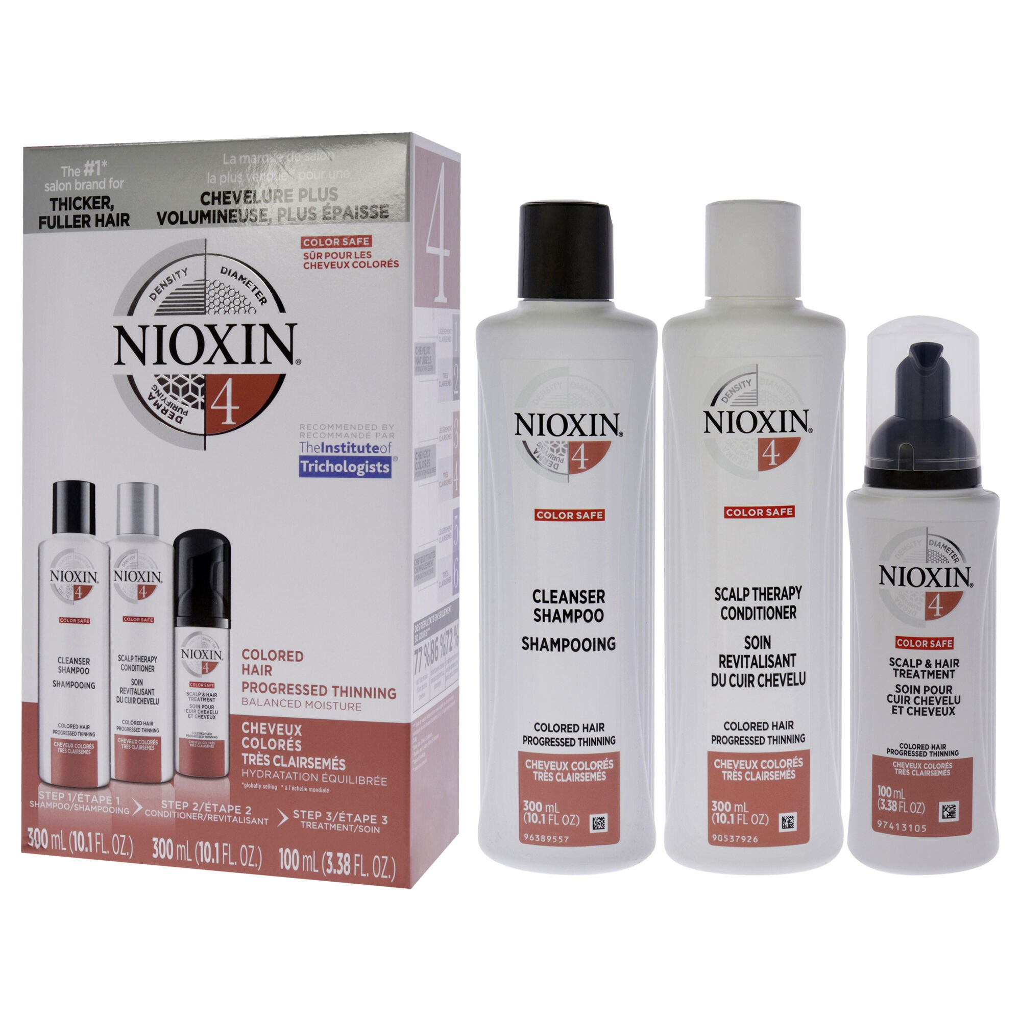 System 4 Kit by Nioxin for Unisex - 3 Pc 10.1oz Color Safe Cleanser Shampoo, 10.1 oz Color Conditioner, 1Liter Color Safe Scalp and Hair Treatment, See Description, alternate image number 3
