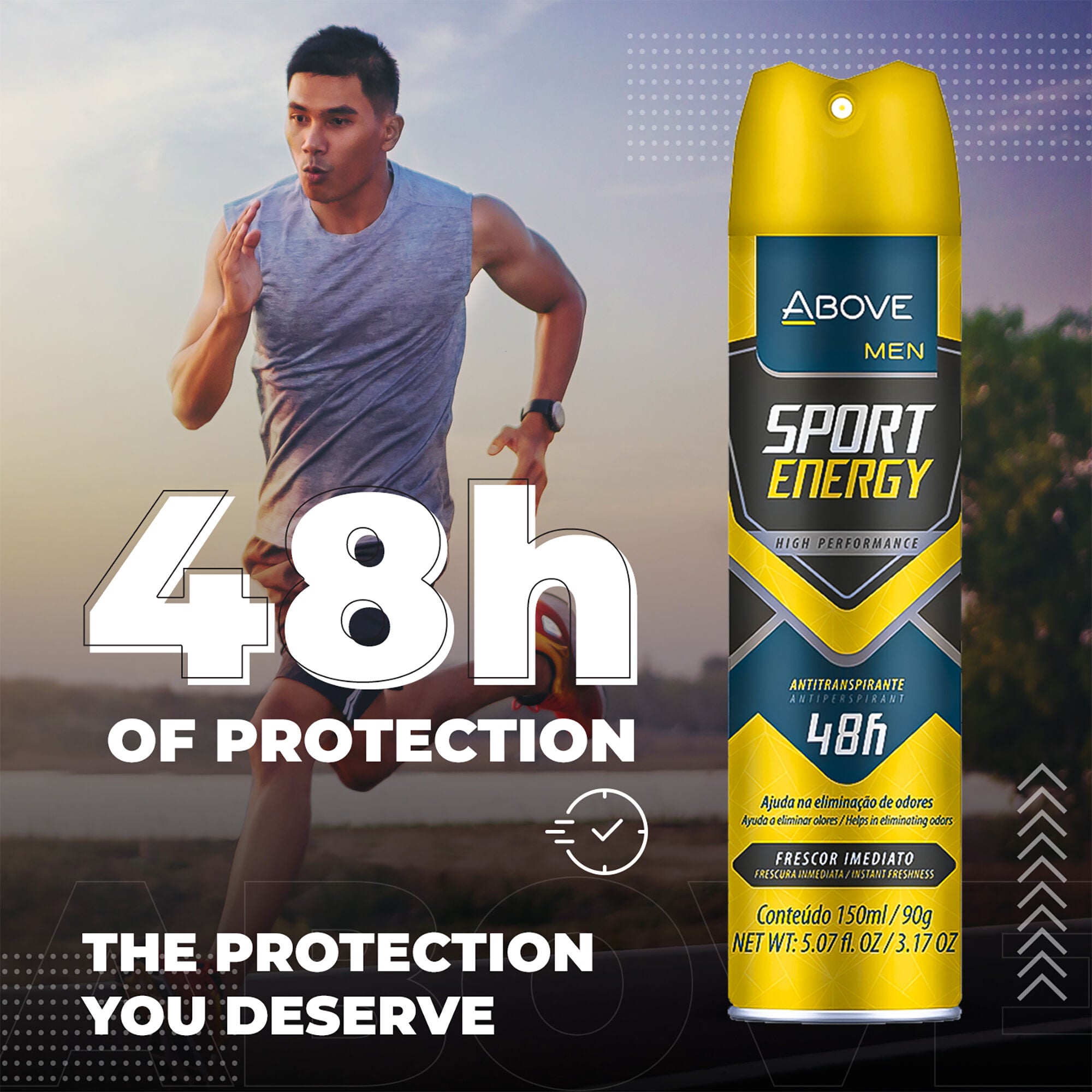 48 Hours Sport Energy Antiperspirant Deodorant by Above for Men - 3.17 oz Deodorant Spray - Pack of 4, See Description, alternate image number 3