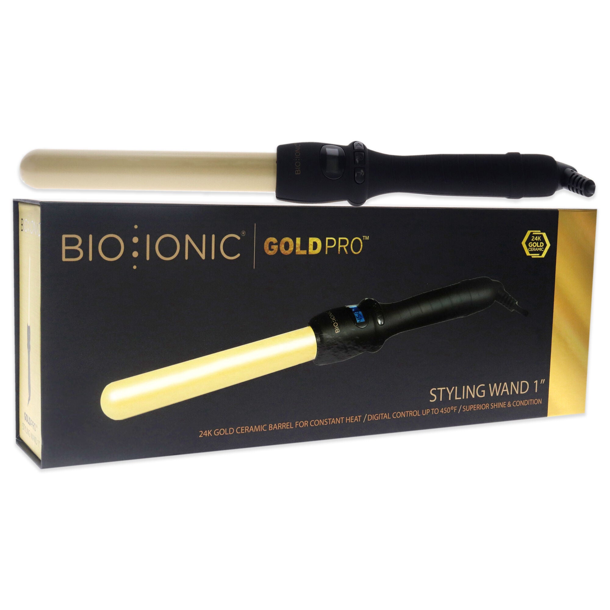 Gold Pro Styling Wand by Bio Ionic for Women - 1 Inch Curling Iron, See Description, alternate image number 2