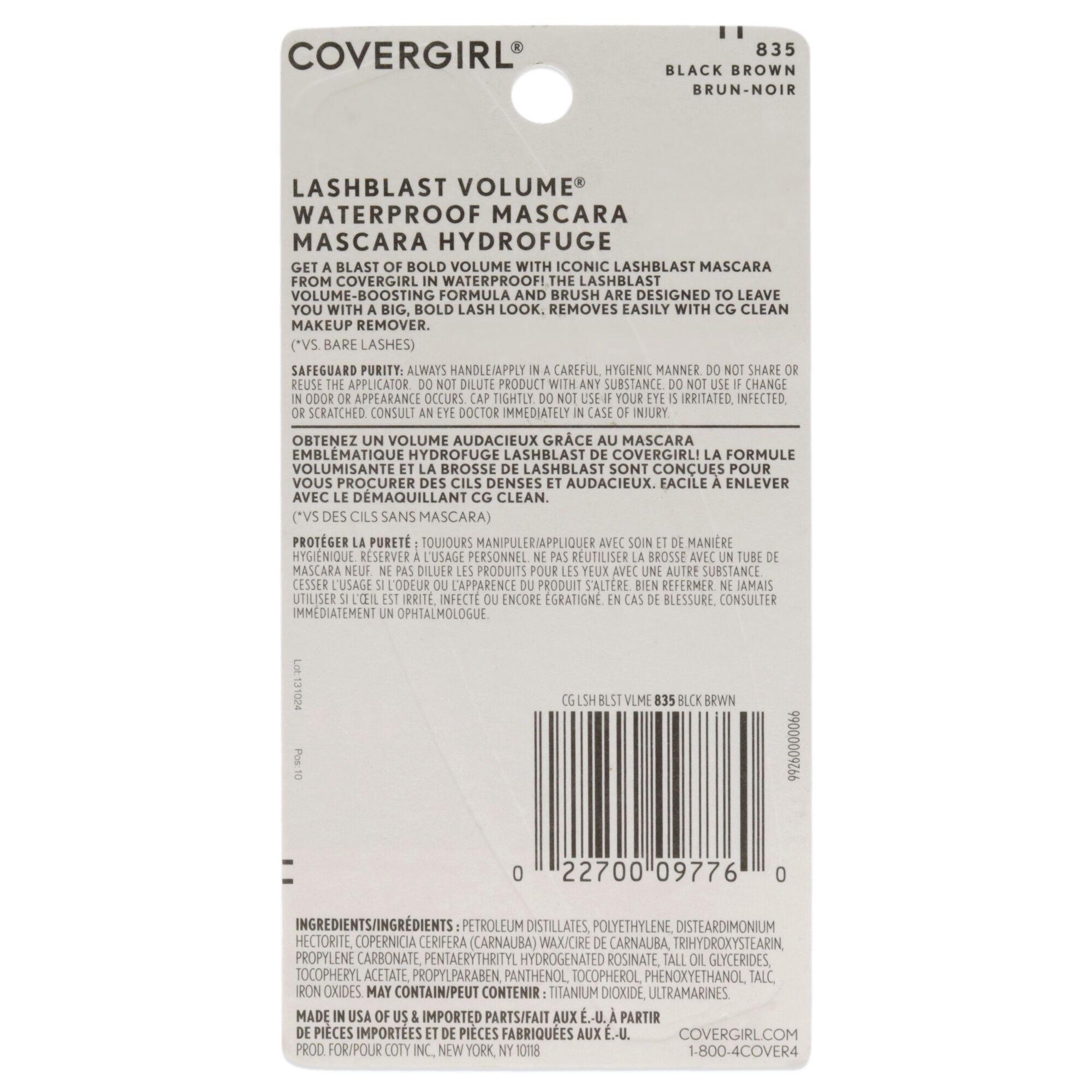 Lash Blast Volume Waterproof Mascara - 835 Black Brown by CoverGirl for Women - 0.44 oz Mascara, See Description, alternate image number 1