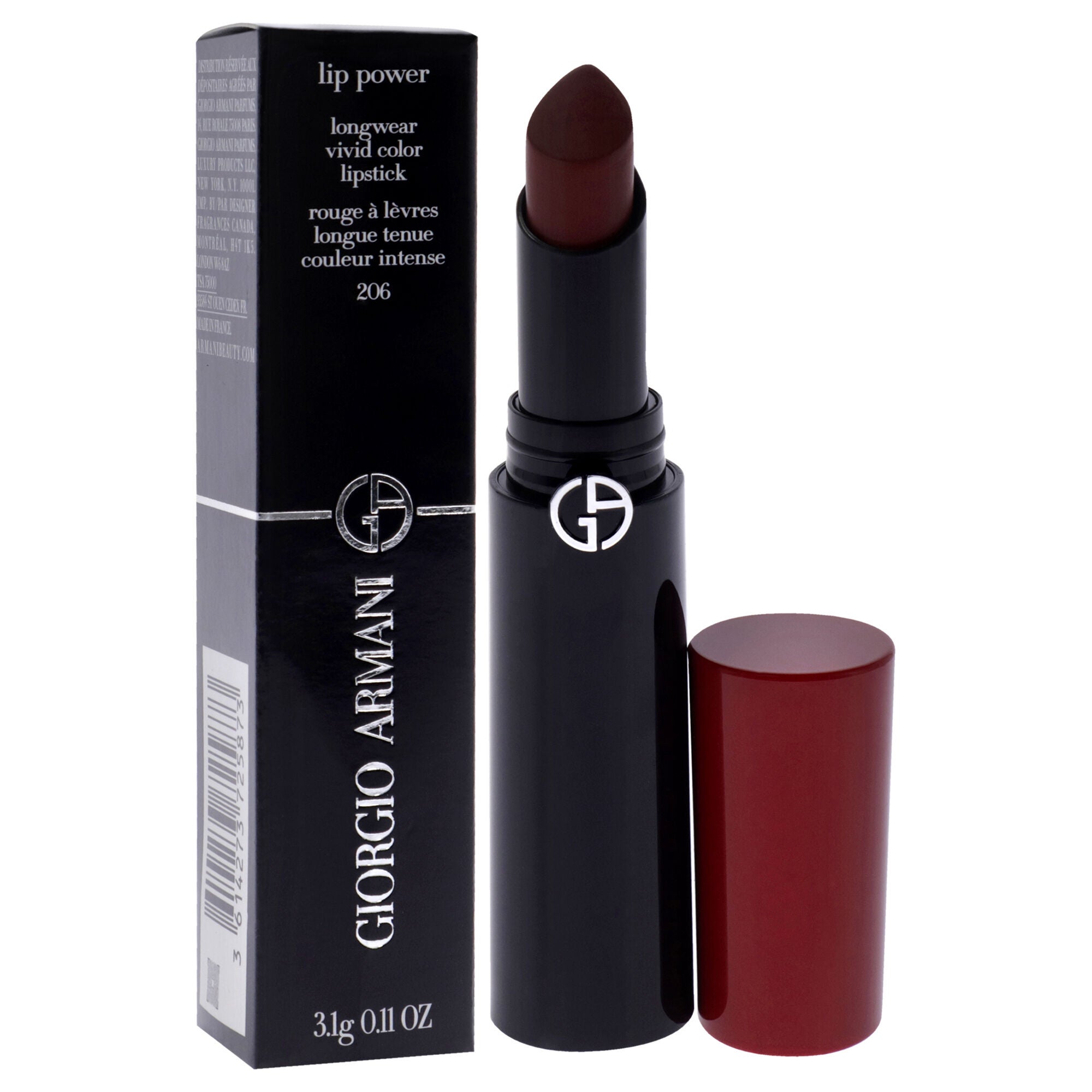 Lip Power Longwear Vivid Color Lipstick - 206 Cedar by Giorgio Armani for Women - 0.11 oz Lipstick, , alternate image number 6