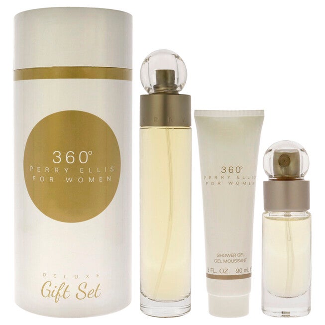 360 by Perry Ellis for Women - 3 Pc Gift Set 3.4oz EDT Spray, 0.25oz EDT Spray 3oz Shower Gel, See Description, hi-res image number 0