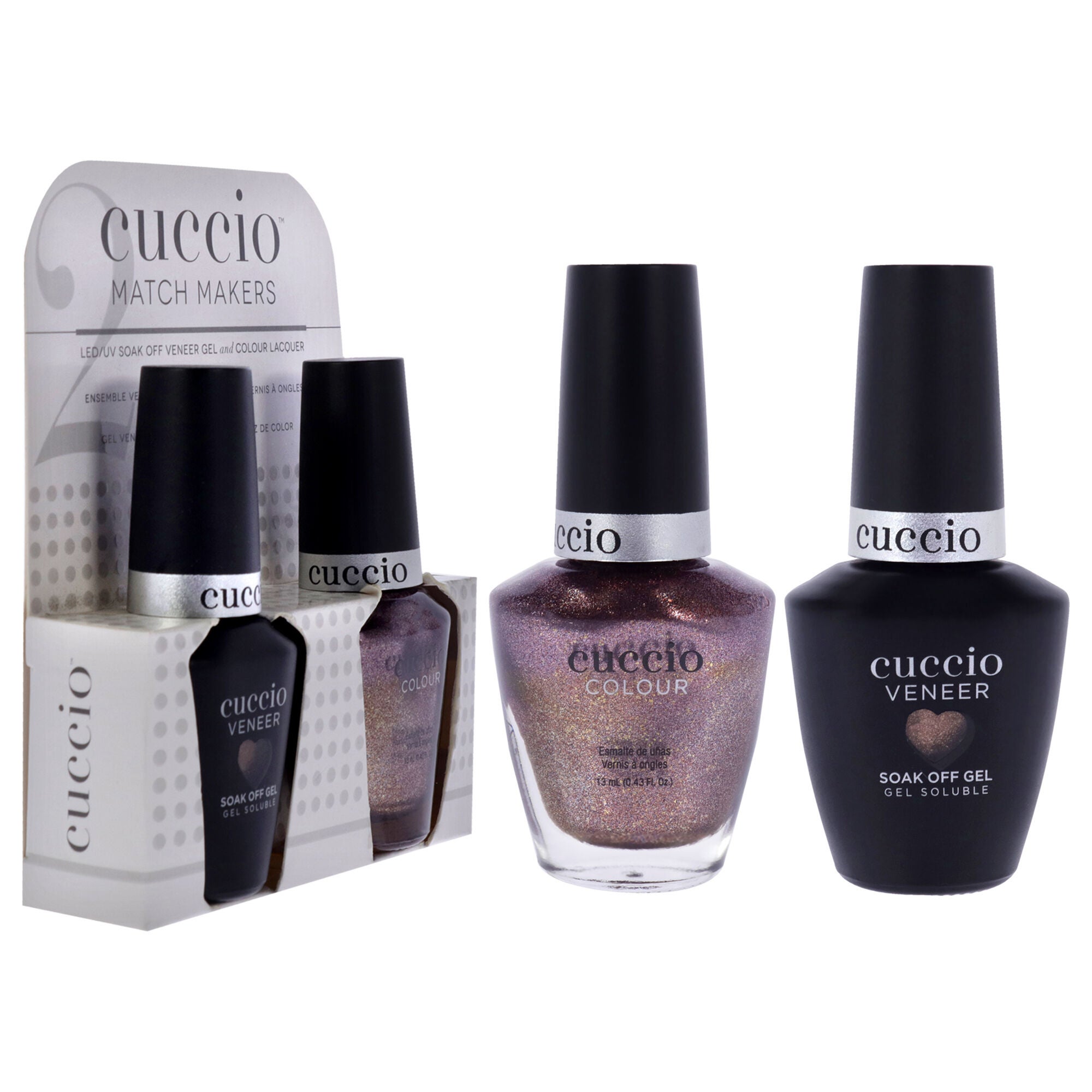 Match Makers Set - Coffe Tea or Me by Cuccio Colour for Women - 2 Pc 0.44oz Veneer Soak Of Gel Nail Polish, 0.43oz Colour Nail Polish, See Description, alternate image number 1