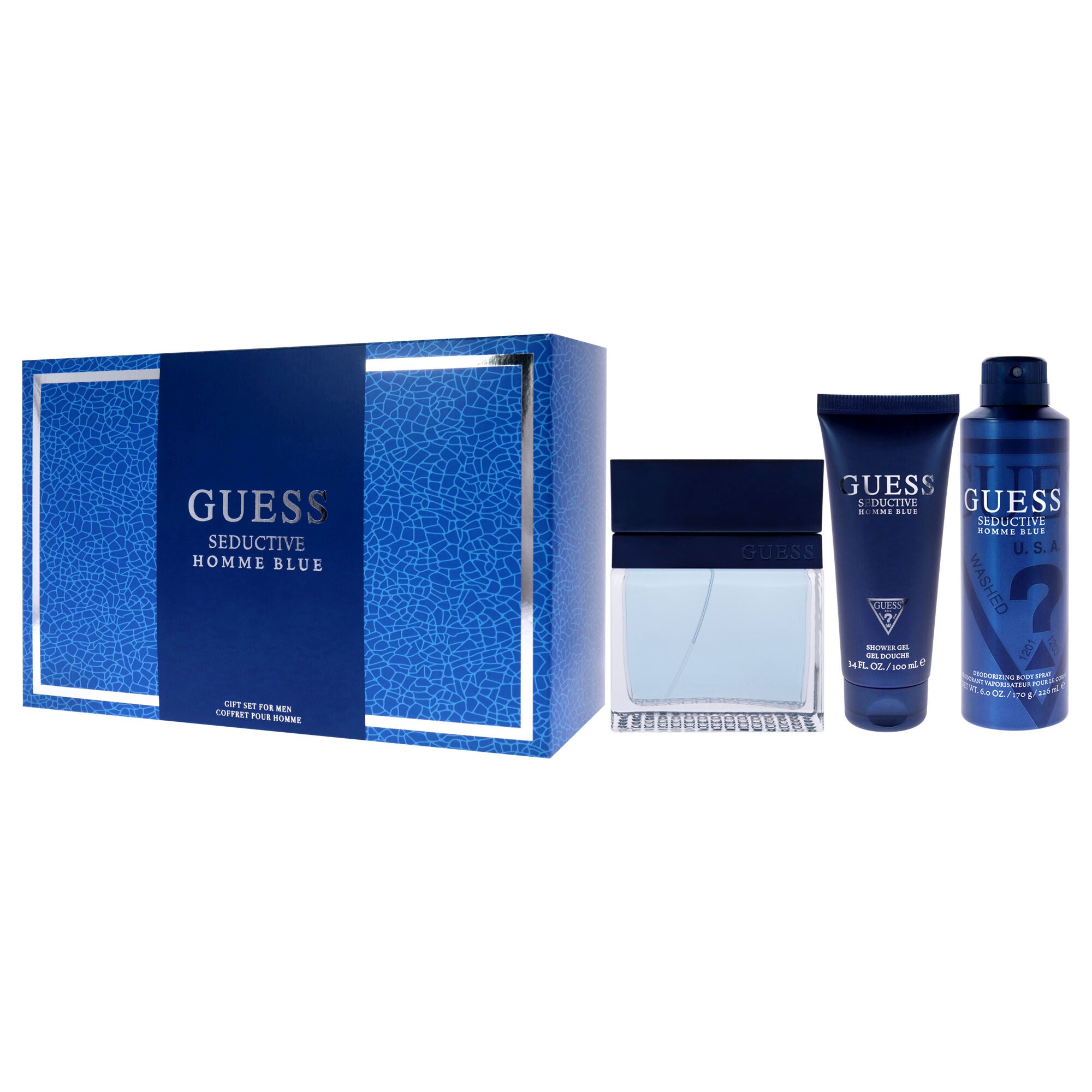 Seductive Homme Blue by Guess for Men - 4 Pc Gift Set 3.4oz EDT Spray, 6oz Deodorant Body Spray, 3.4oz Shower Gel, Pouch, , alternate image number 8