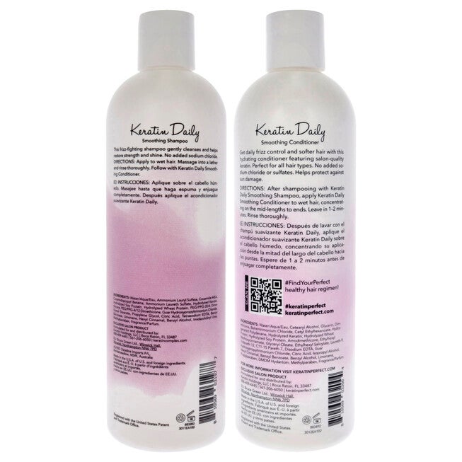 Keratin Daily Kit by Keratin Perfect for Unisex - 2 Pc Kit 12oz Shampoo, 12oz Conditioner, See Description, alternate image number 1