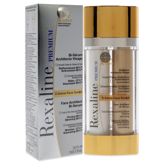 Line Killer X-Treme Face Sculpt Architect Bi-Serum by Rexaline for Unisex - 2 Pc 0.5oz Firming Slimming, 0.5oz Wrinkle Volumizing, NA, alternate image number null
