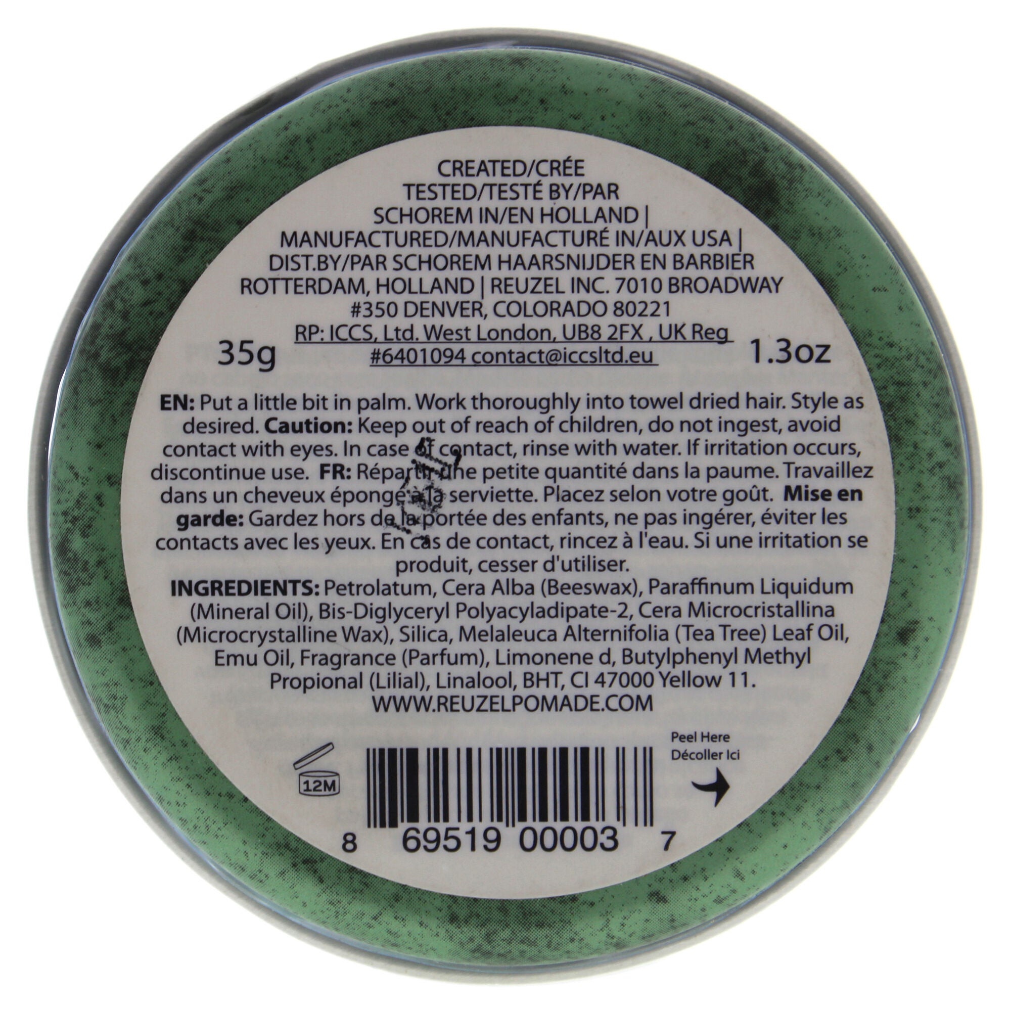 Green Grease Medium Hold Pomade by Reuzel for Men - 1.3 oz Pomade, See Description, alternate image number 1