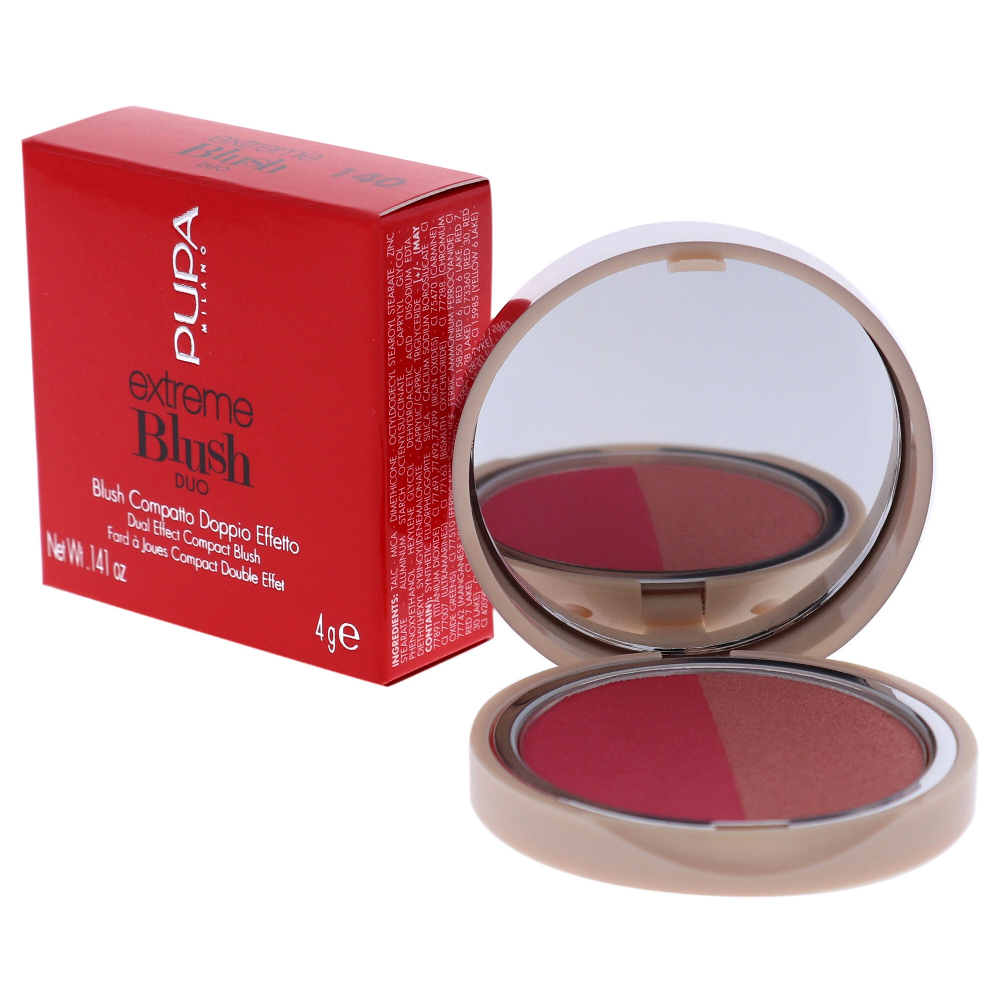 Extreme Blush Duo - 140 Radiant Flamingo - Glow Creamy by Pupa Milano for Women - 0.141 oz Blush, See Description, alternate image number 2