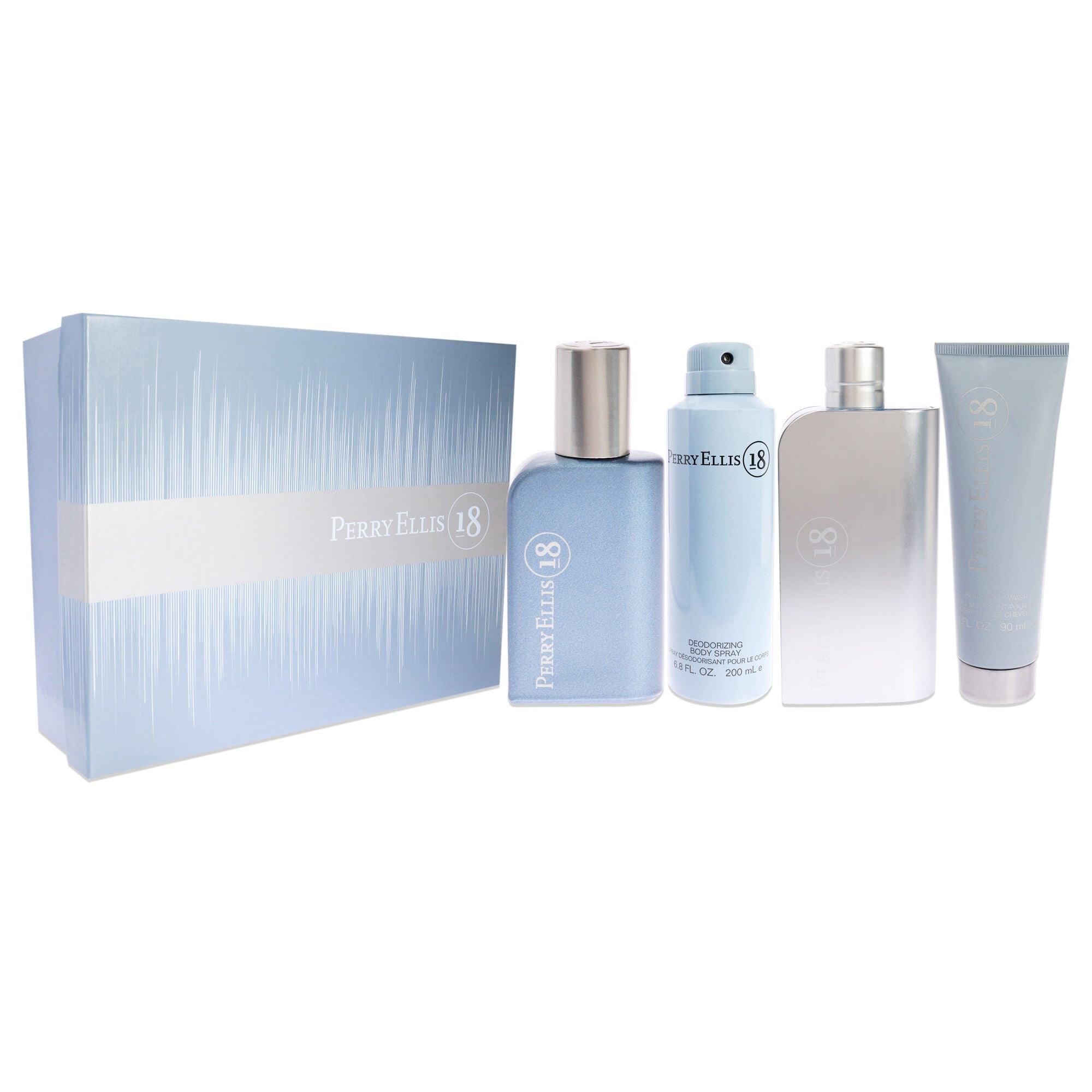 Perry Ellis 18 by Perry Ellis for Men - 4 Pc Gift Set 3.4oz EDT Spray, 0.25oz EDT Spray, 6oz Body Spray, 3oz Hair and Body Wash, See Description, alternate image number 2