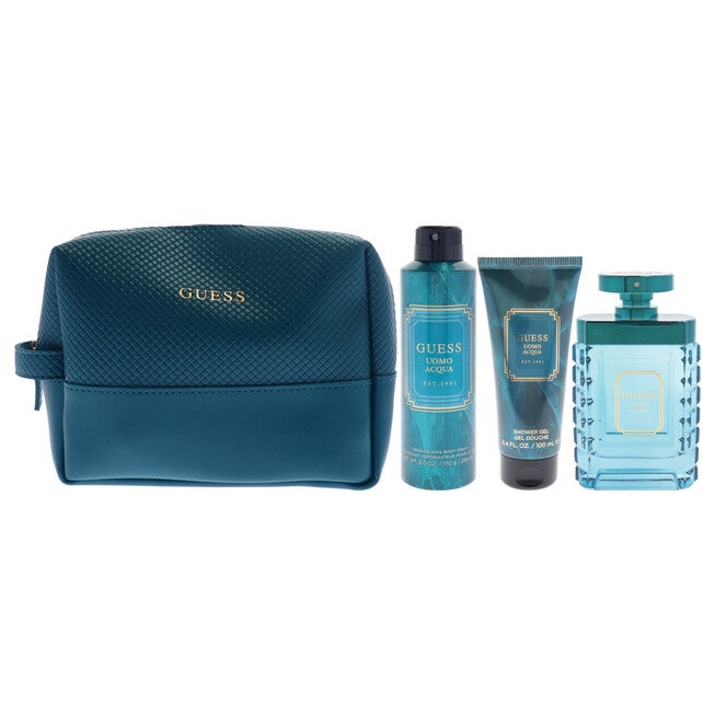 Guess Uomo Acqua by Guess for Men - 4 Pc Gift Set 3.4oz EDT Spray, 6oz Deodorizing Body Spray, 3.4oz Shower Gel, Pouch, See Description, alternate image number 3