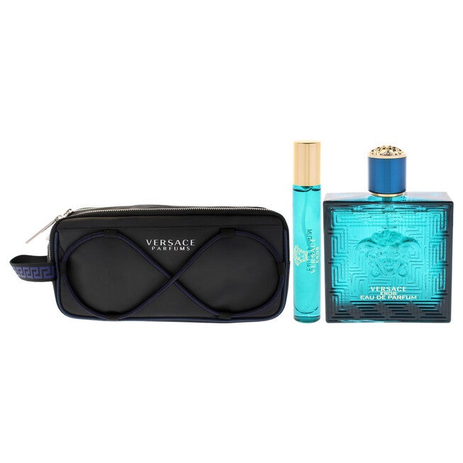 Versace Eros by Versace for Men - 3 Pc Gift Set - 3.4oz EDP Spray, 0.3oz EDP Spray, Pouch, See Description, alternate image number null