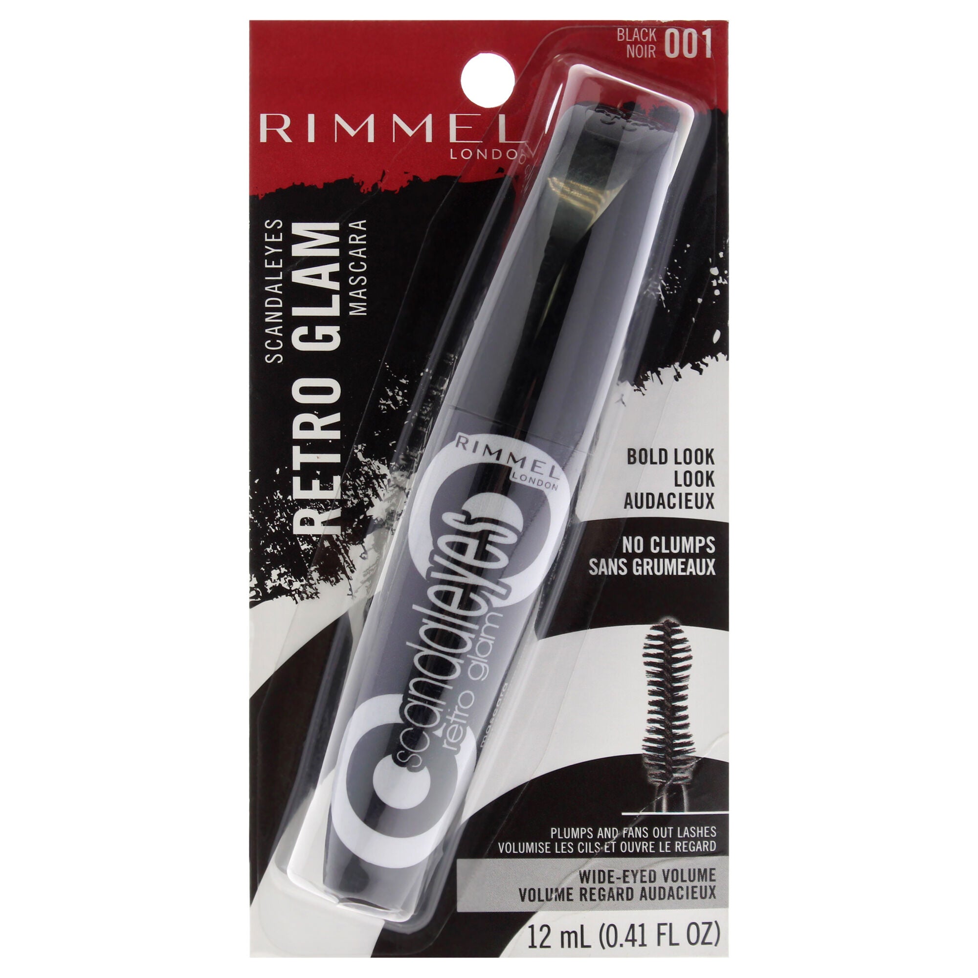 Scandal Eyes Retro Glam Mascara - 001 Black Noir by Rimmel London for Women - 0.41 oz Mascara, See Description, hi-res image number 0