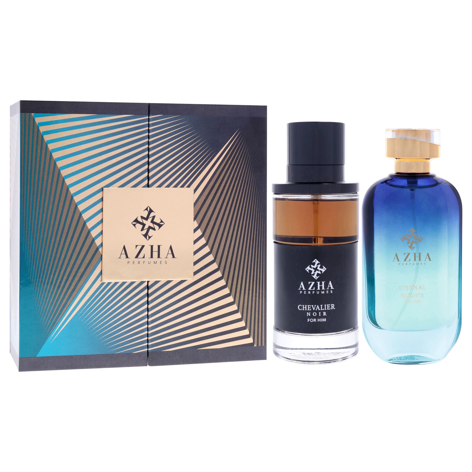 Azha Perfume by Azha for Unisex - 2 Pc Gift Set 3.3oz Chevalier Noir EDP Spray, 3.3oz Eternal Night EDP Spray, Clear, alternate image number 2
