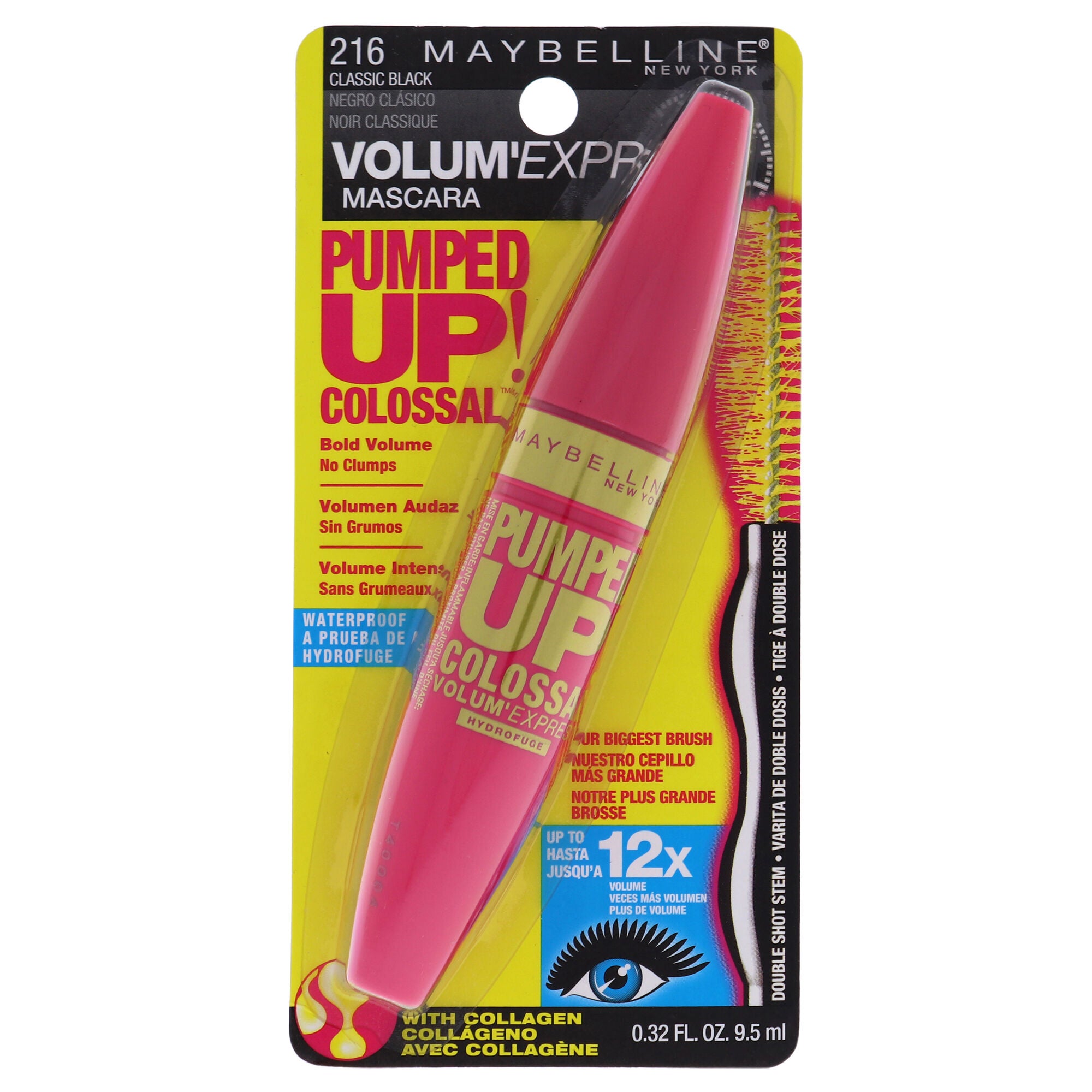 Volum Express Pumped Up! Colossal Mascara Waterproof - 216 Classic Black by Maybelline for Women - 0.33 oz Mascara, , alternate image number 3