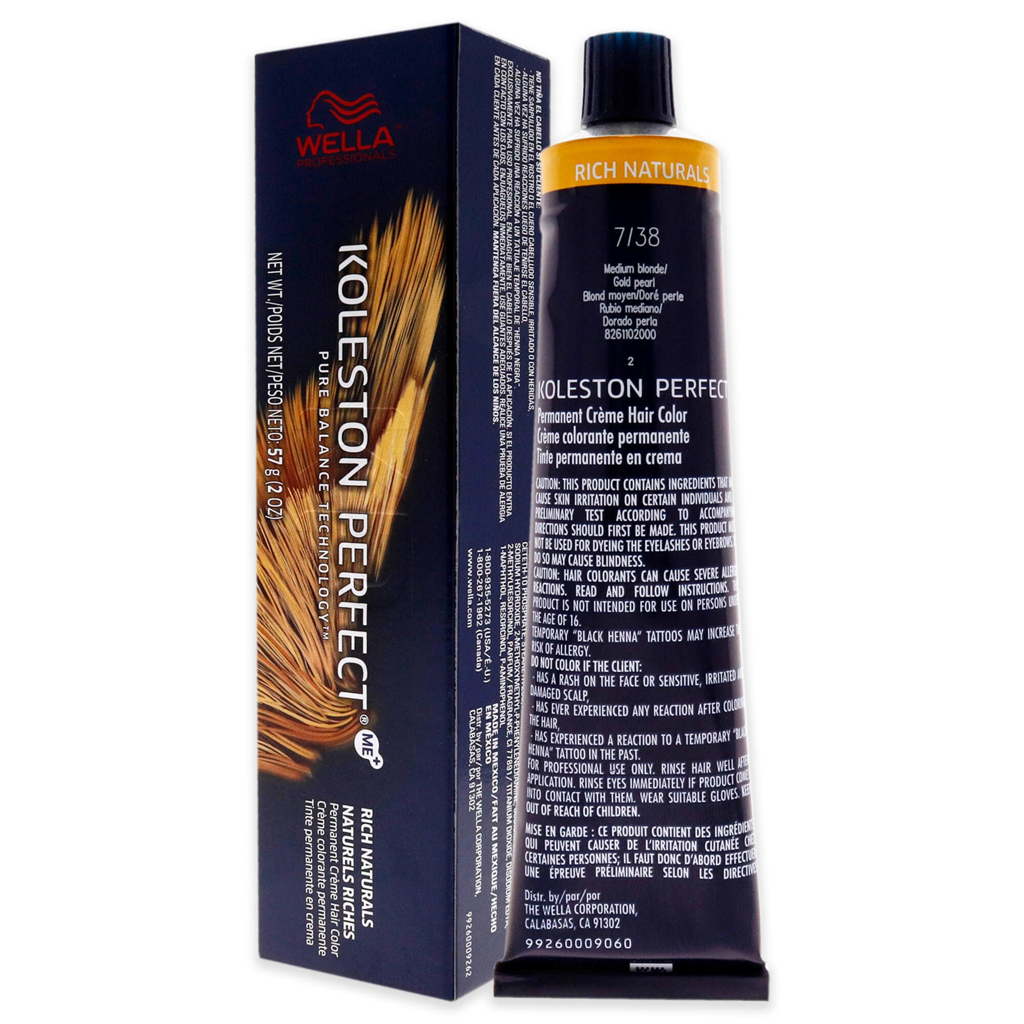 Koleston Perfect Permanent Creme Hair Color - 7 38 Medium Blonde-Gold Pearl by Wella for Unisex - 2 oz Hair Color, , alternate image number 8