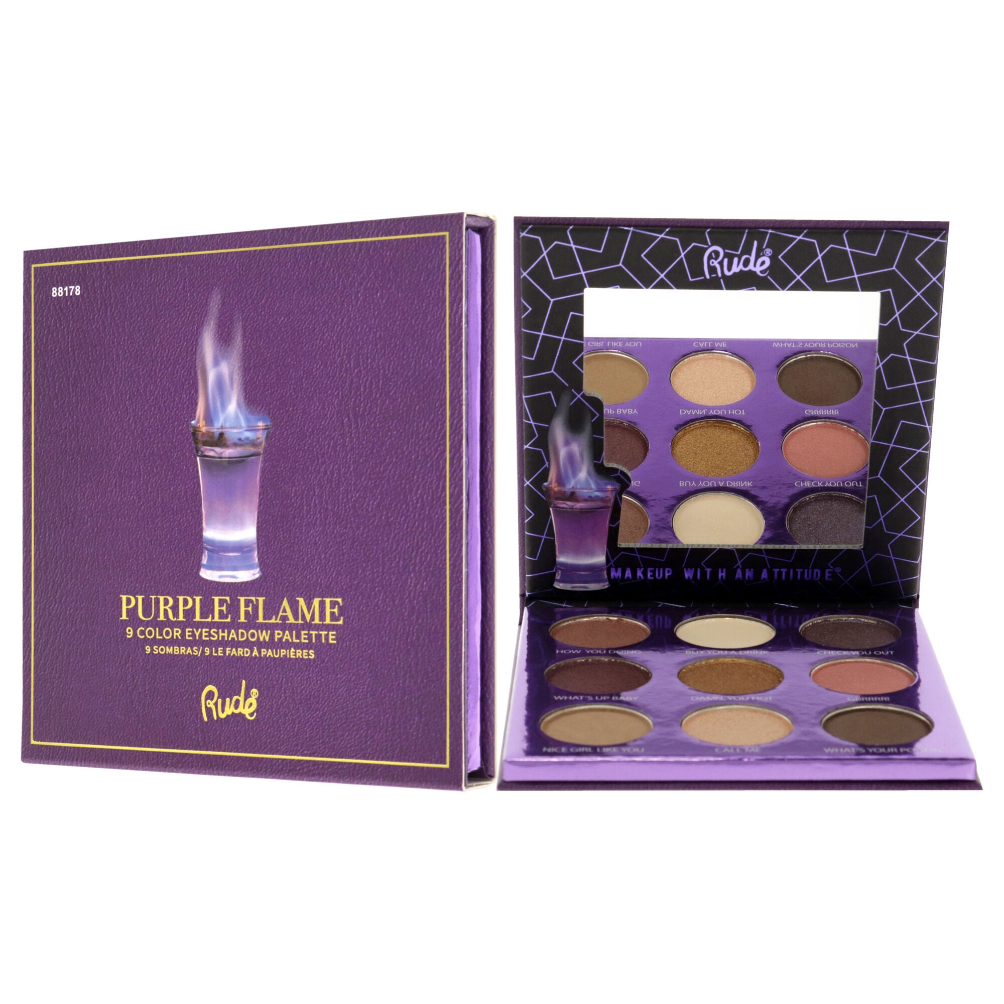 Cocktail Party 9 Eyeshadow Palette - Purple Flame by Rude Cosmetics for Women - 0.39 oz Eye Shadow, See Description, alternate image number 3