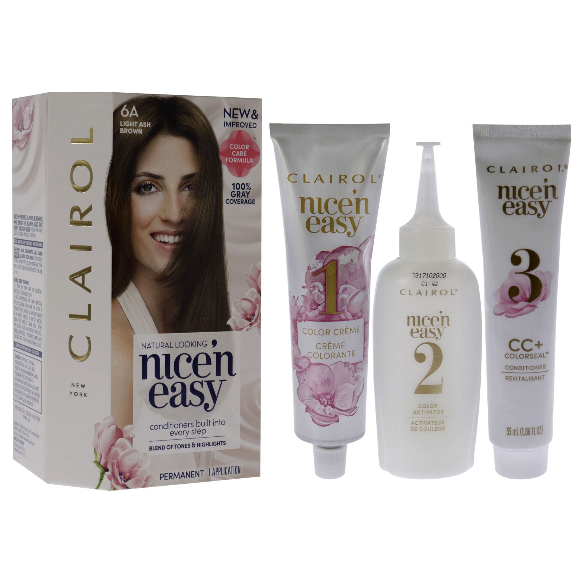 Nice n Easy Permanent Color - 6A 114 Light Ash Brown by Clairol for Women - 1 Application Hair Color, See Description, alternate image number 2