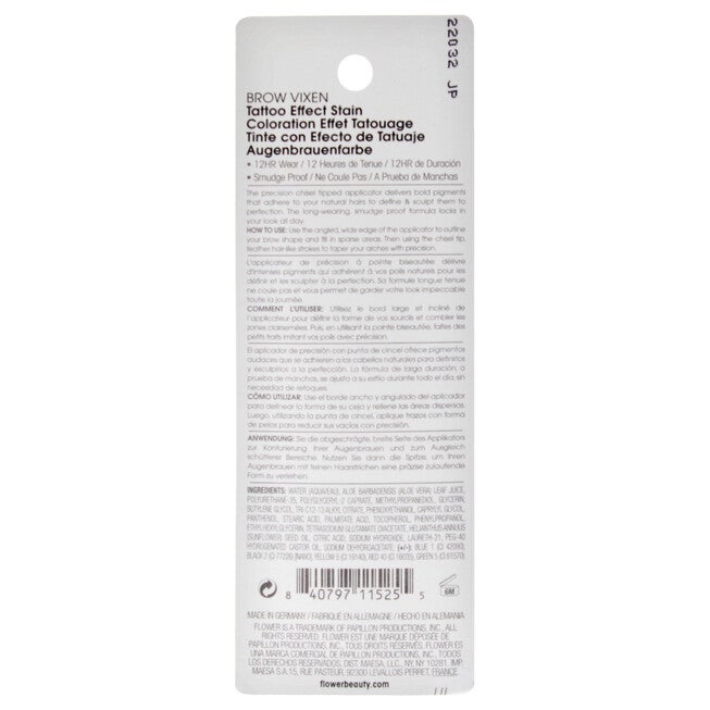 Brow Vixen Tattoo Effect Brow Stain - BV3 Soft Brown by Flower Beauty for Women - 0.03 oz Eyebrow, See Description, alternate image number 1