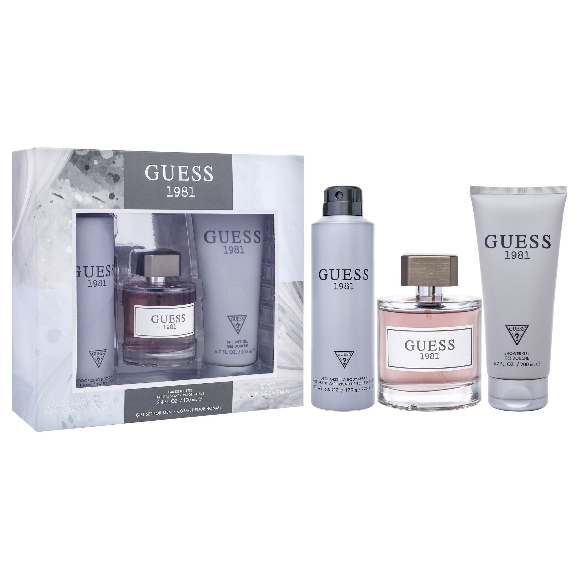 Guess 1981 by Guess for Men - 3 Pc Gift Set 3.4oz EDT Spray, 6oz Deodorant Body Spray, 6.7oz Shower Gel, See Description, alternate image number 2