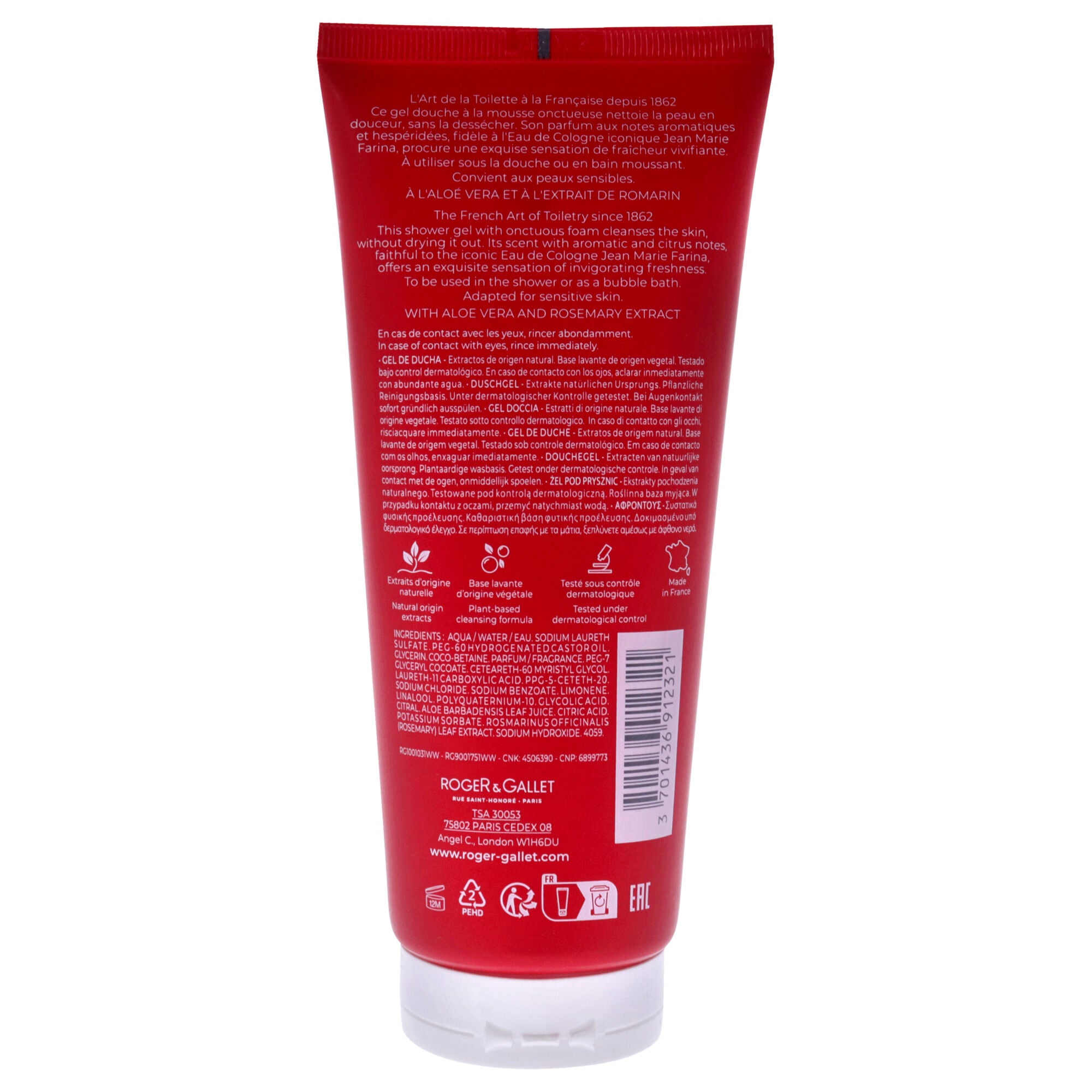Jean Marie Farina Shower Gel by Roger & Gallet for Unisex - 6.7 oz Shower Gel, See Description, alternate image number 2