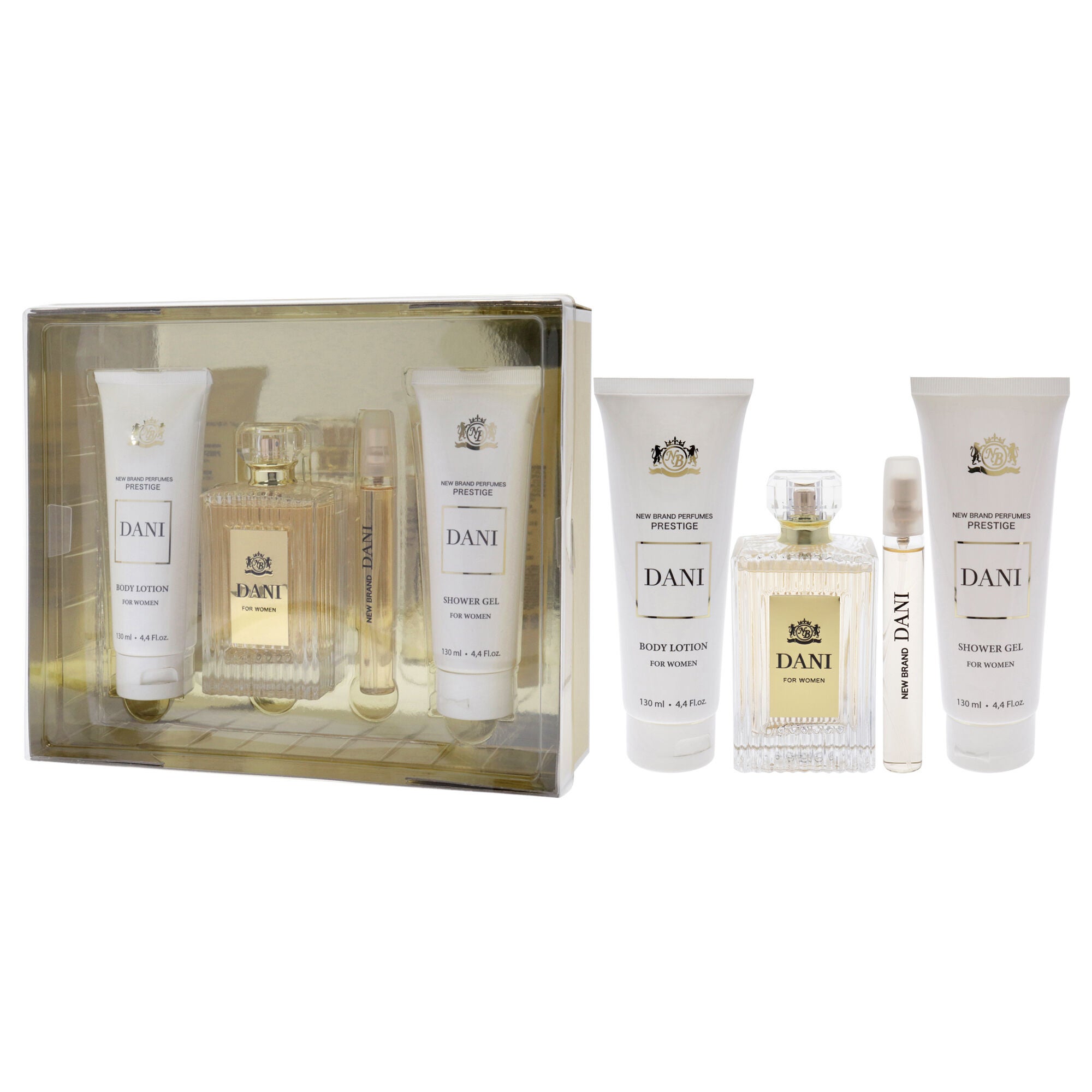 Prestige Dani by New Brand for Women - 4 Pc Gift Set 3.3oz EDP Spray, 0.5oz EDP Spray, 4.4oz Shower Gel, 4.4oz Body Lotion, See Description, alternate image number 3