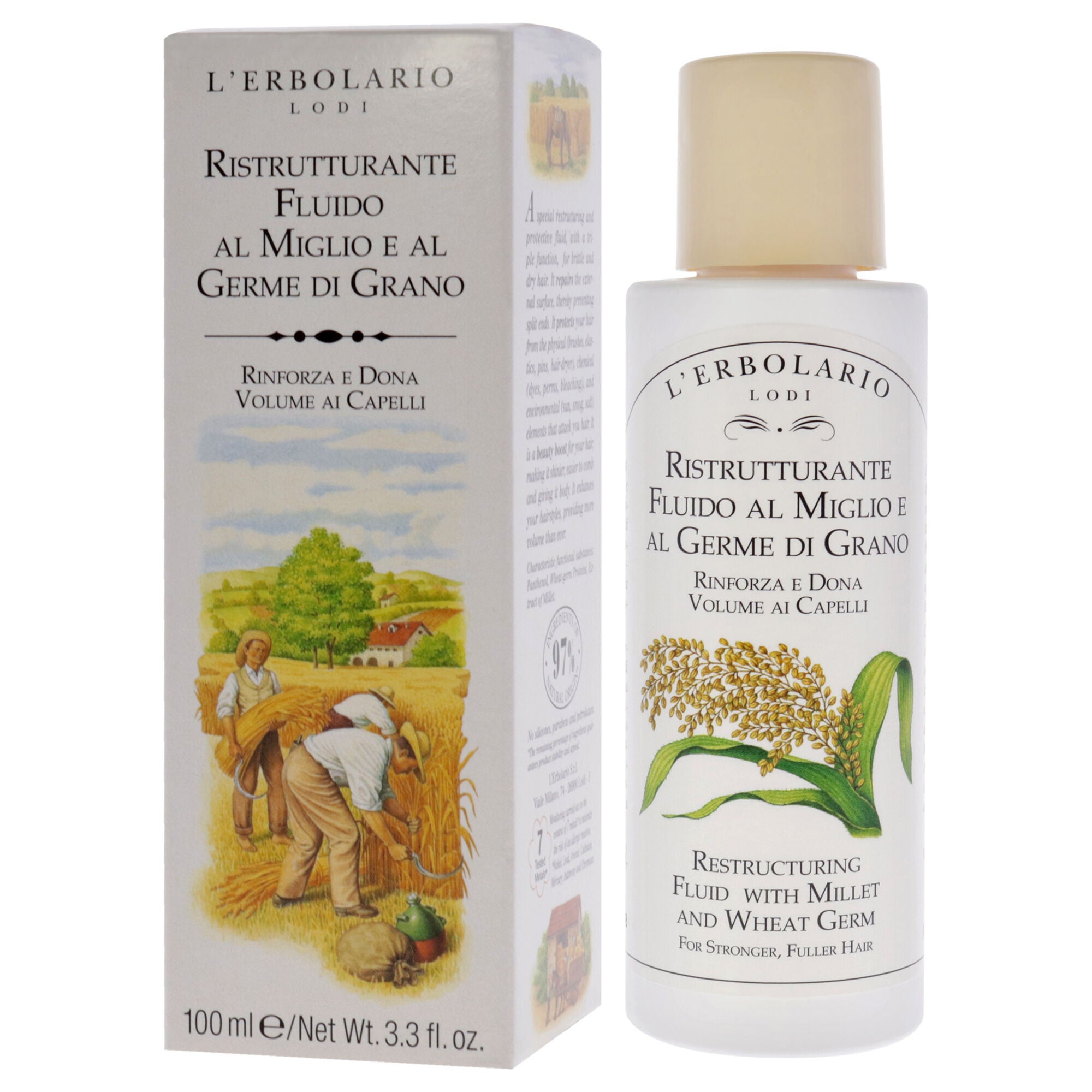 Restructuring Fluid - Millet and Wheat Germ by LErbolario for Unisex - 3.3 oz Fluid, See Description, alternate image number 3