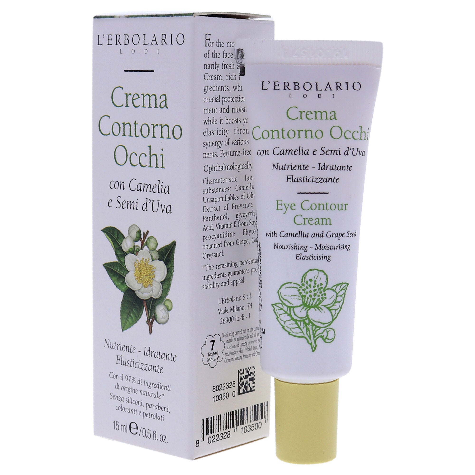 Eye Contour Cream with Camelia and Grape Seed by LErbolario for Unisex - 0.5 oz Cream, See Description, alternate image number 1